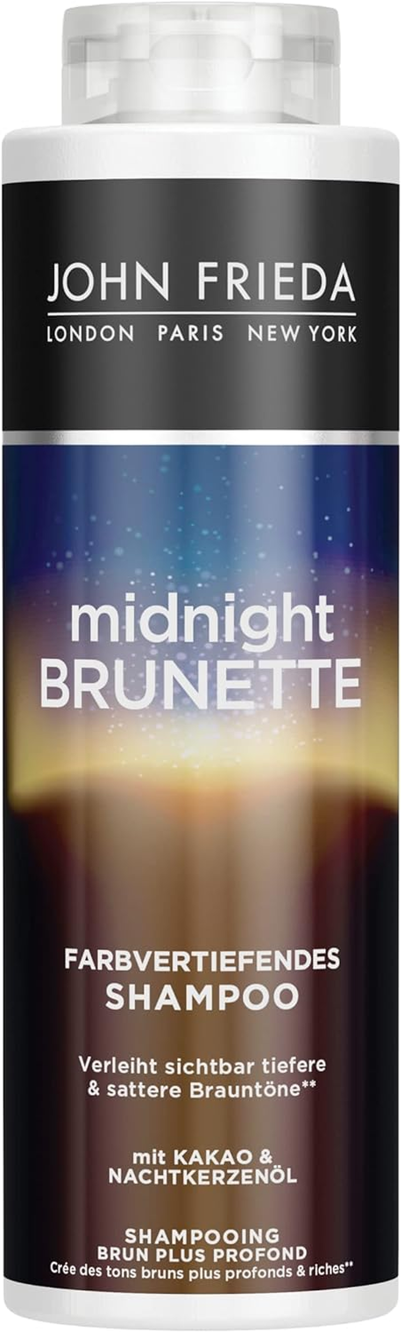 John Frieda Midnight Brunette Shampoo - Advantage Size: 500 Ml - Colour Deepening - Hair Type: Brown, Brunette - Cabinet Size