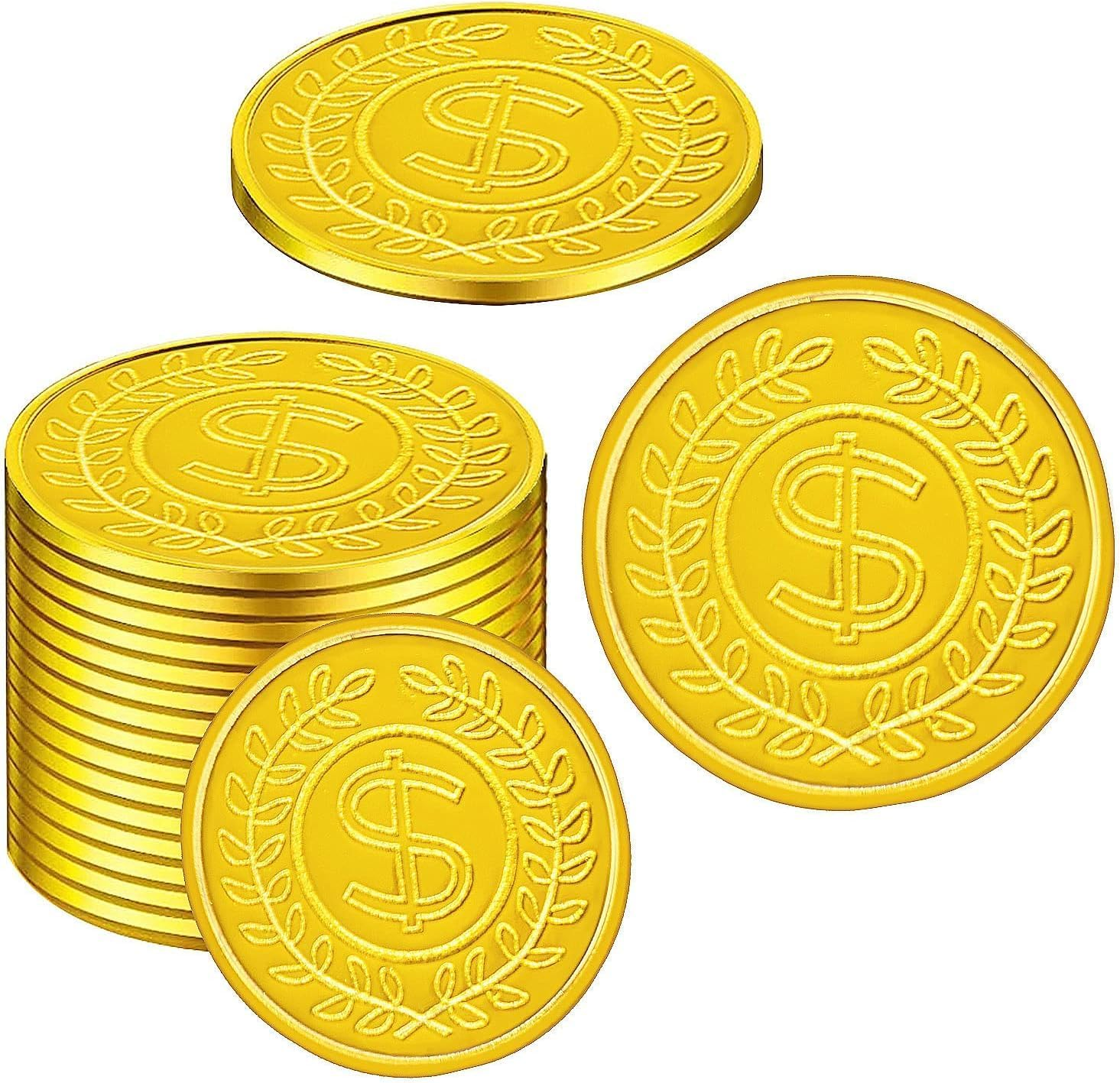 ZUJIACUN 100 PCS Plastic Pirate Coin Set - Treasure Hunt Party Essentials, Classroom Reward Gold Coins for Pirate Theme Events, Birthday Party Favors & Tiktok Trending Decorative Props (3.5Cm) image number 6