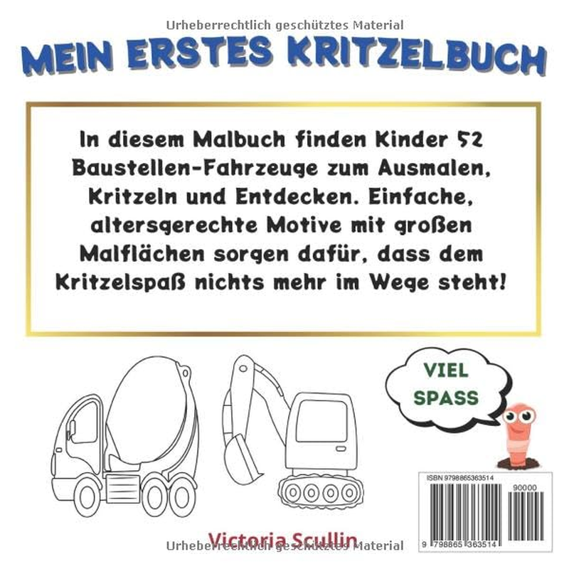 Mein Erstes Kritzelbuch, Malbuch Bagger, Kritzelbuch Ab 2 Jahren, Baustelle-Fahrzeuge: Fahrzeuge Und Baumaschine ,52 Malvorlagen Zum ... Jungen, Das Perfekte Geschenk F&uuml;r Ein Kind
