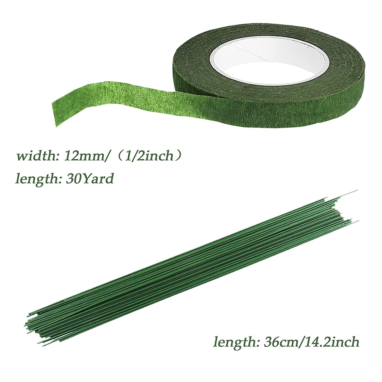 Findtop 6 PCS Floral Arrangement KIT, 4 Rolls 1/2 Wide 30Yard/Roll Floral Tapes and 18 Gauge Floral Wire 50/Pack for Bouquet Stem Wrapping and Floral Crafts image number 5