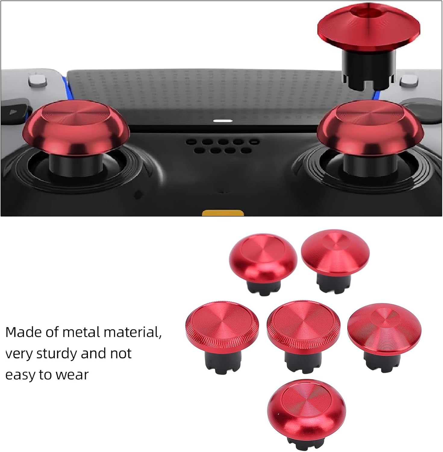 Replacement Thumbsticks for PS5 Edge, for PS5 Pro Elite, for PS4, for Switch Pro, for Xboxone, for Xboxseries, 6 X Thumbsticks Caps, 2 X Replacement Thumbsticks (Red) - Blue image number 5