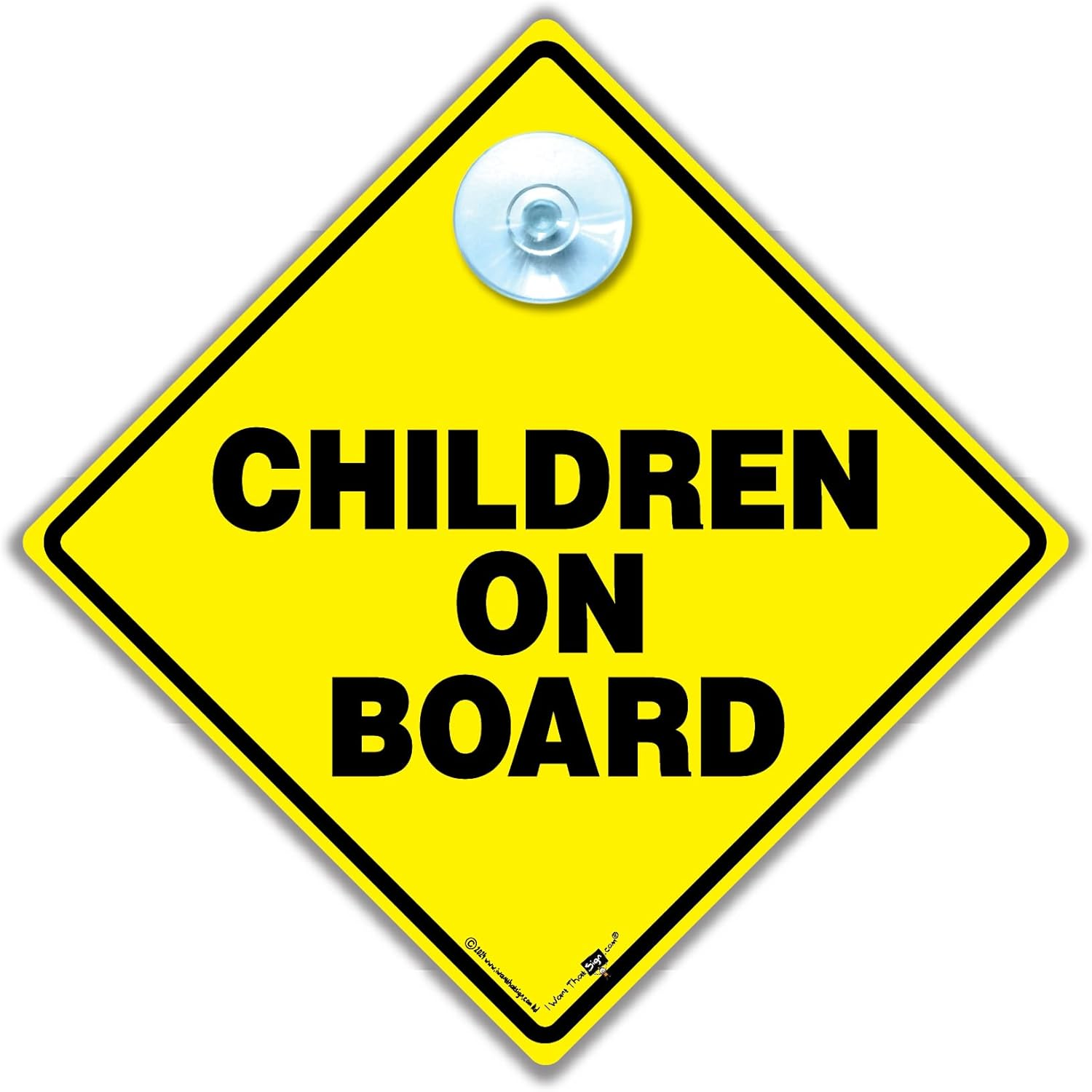 Children on Board Car Sign, Yellow, Baby on Board, Plastic, Car Sign, Simple, Visible