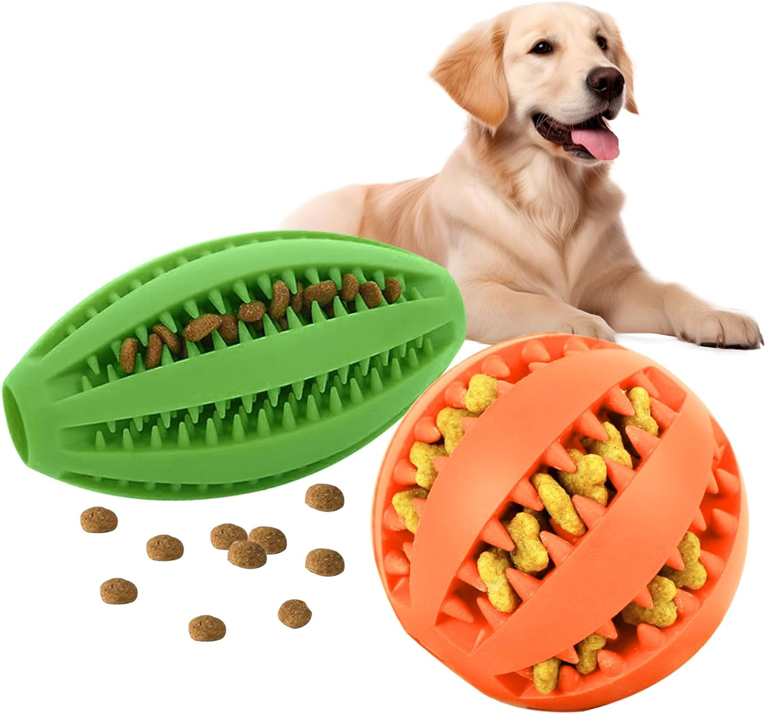 Dog Toy Balls for Large Dogs, 2 Pack 7Cm/2.75" Dog Chew Toys for Slow Feeding Teeth Cleaning, Interactive Pet Ball Toy for Training Fetch Game Relieve Boredom Durable Outdoor Indoor