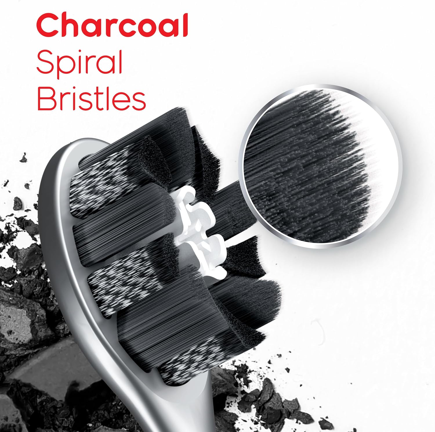 Colgate Optic White Pro Series Manual Toothbrush with Charcoal Spiral Bristles, 2 Pack image number 3