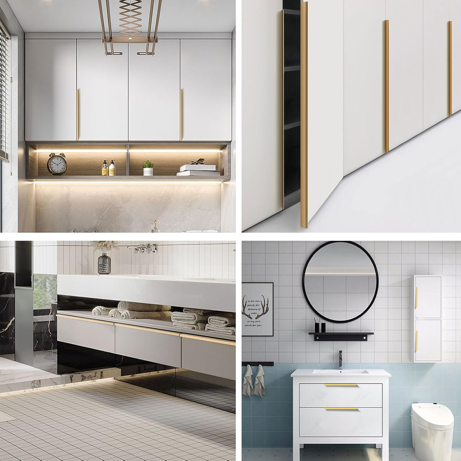 Pack of 10 Hidden Door Handles, Cabinet Handles, Furniture Handles, Modern Kitchen Handles, Aluminium for Wardrobe, Door, Drawers, Gold, Total Length 120 Mm image number 2