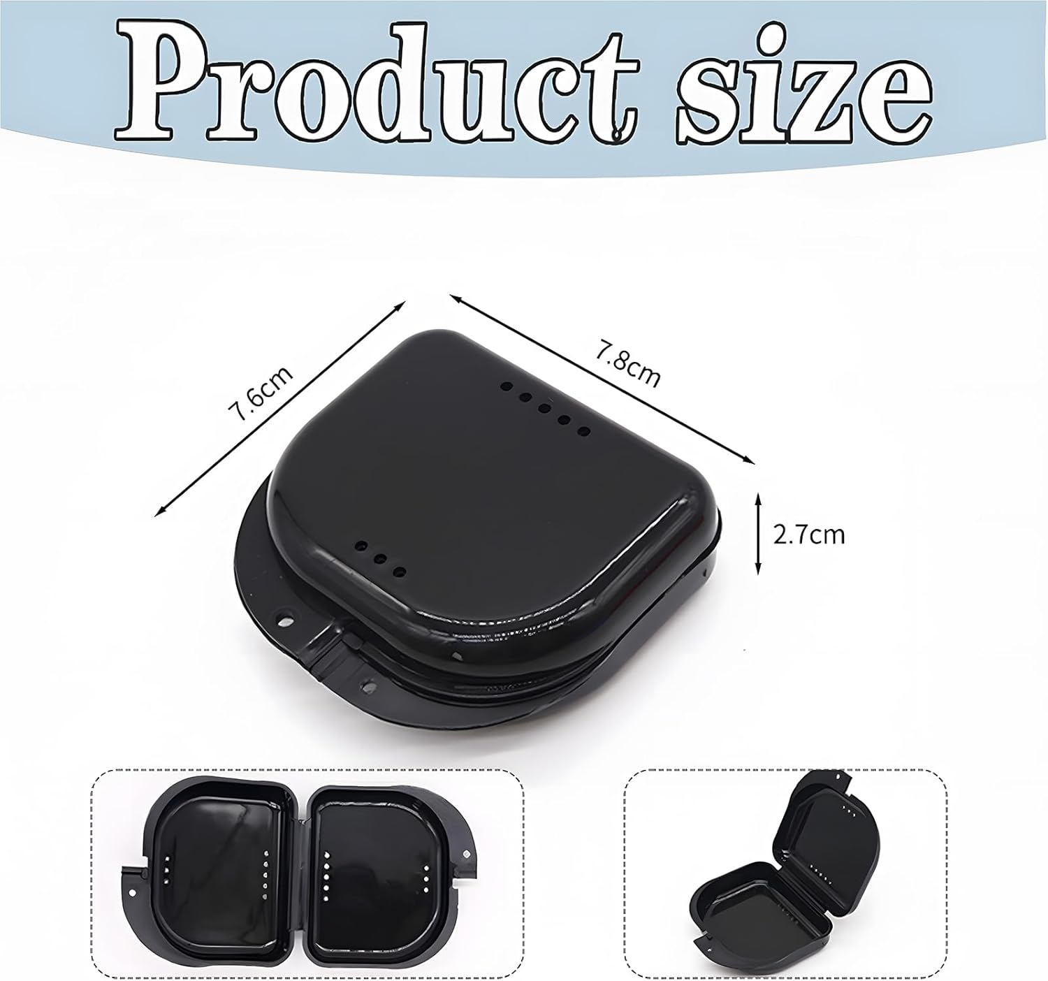 Retainer Case with Vent Holes, 8 Pcs Denture Case, Tight Snap Lock Orthodontic Mouth Guard Case，Red, Pink, Green, White, Yellow, Blue, Black, Purple，Easy to Use