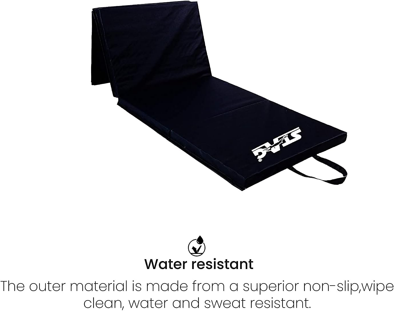 Stag Multi Purpose Foldable Fitness Mat (Black, Size - 180Cm X 60Cm X 4Cm) | Material - Polypropylene, Leather | Yoga Mat Thick | Gym Mat | Gymnastic Mat | Workout Mat | Exercise Mat | Non Slip Mat image number 1