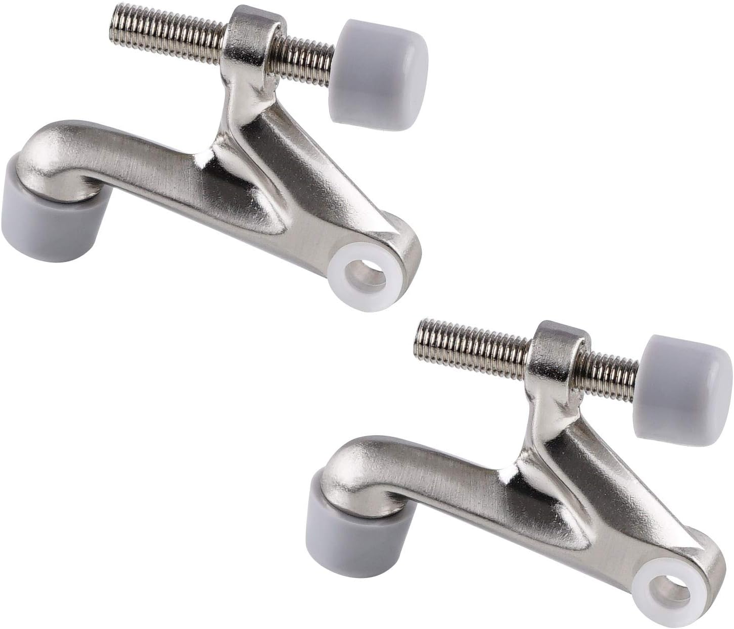 Triumph Hardware 2 Pack Hinge Pin Door Stopper,Adjustable Heavy Duty Door Stopper 2-3/8"X15/16&rdquo;,Brushed Satin Nickel,With Black Rubber Bumper Tips image number 6