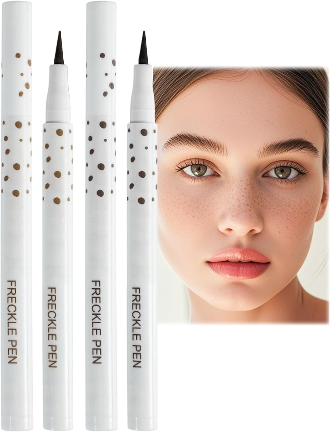 Erinde 2 Colors Natural Freckle Pen, Face Freckle Makeup Tool, Waterproof Long Lasting Quick Dry Freckles Tattoo Marker for Natural Sunkissed Makeup #02+#03