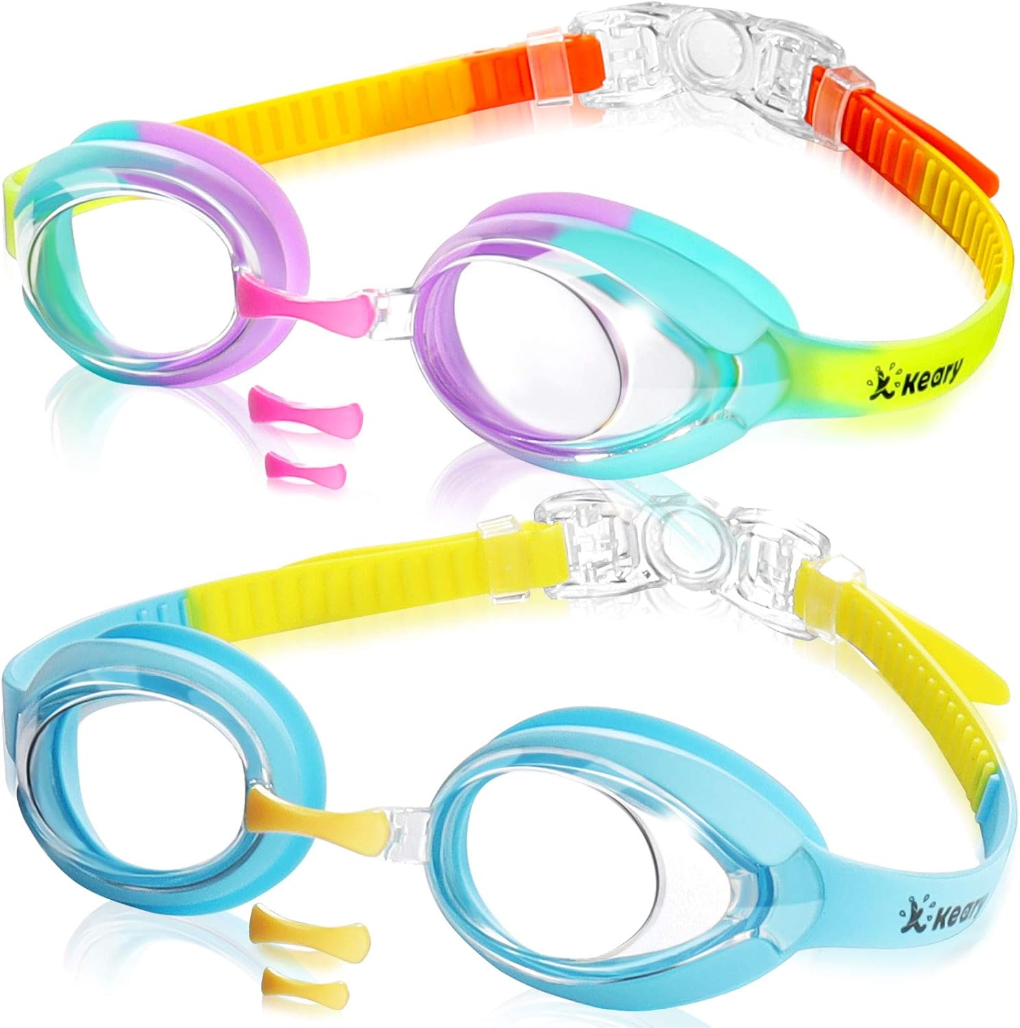 Keary Kids Swim Goggles for Toddler Kids Youth(3-12),Anti-Fog Waterproof Anti-Uv Clear Vision Water Pool Goggles