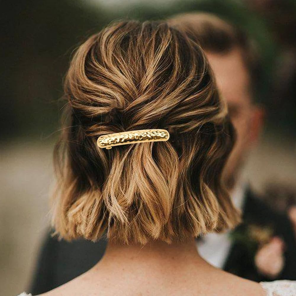 6PCS Metal Gold Hair Cuffs for Ponytails Geometric Elastic Hair Clips High Ponytail Hair Buckles Decorative Barrettes Strong Hold Hair Accessories for Women (Gold+Silver) image number 1