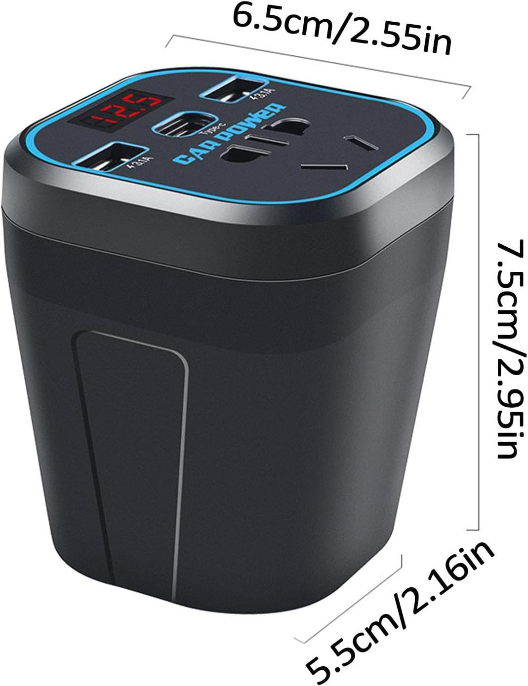 Car Charger Inverter | DC to AC Converter for Car,Car Inverter 12V24V DC to 220V AC Converter Vehicle Adapter Plug Outlet with 3.1A Dual USB Car Charger for Laptop Computer Borato image number 6