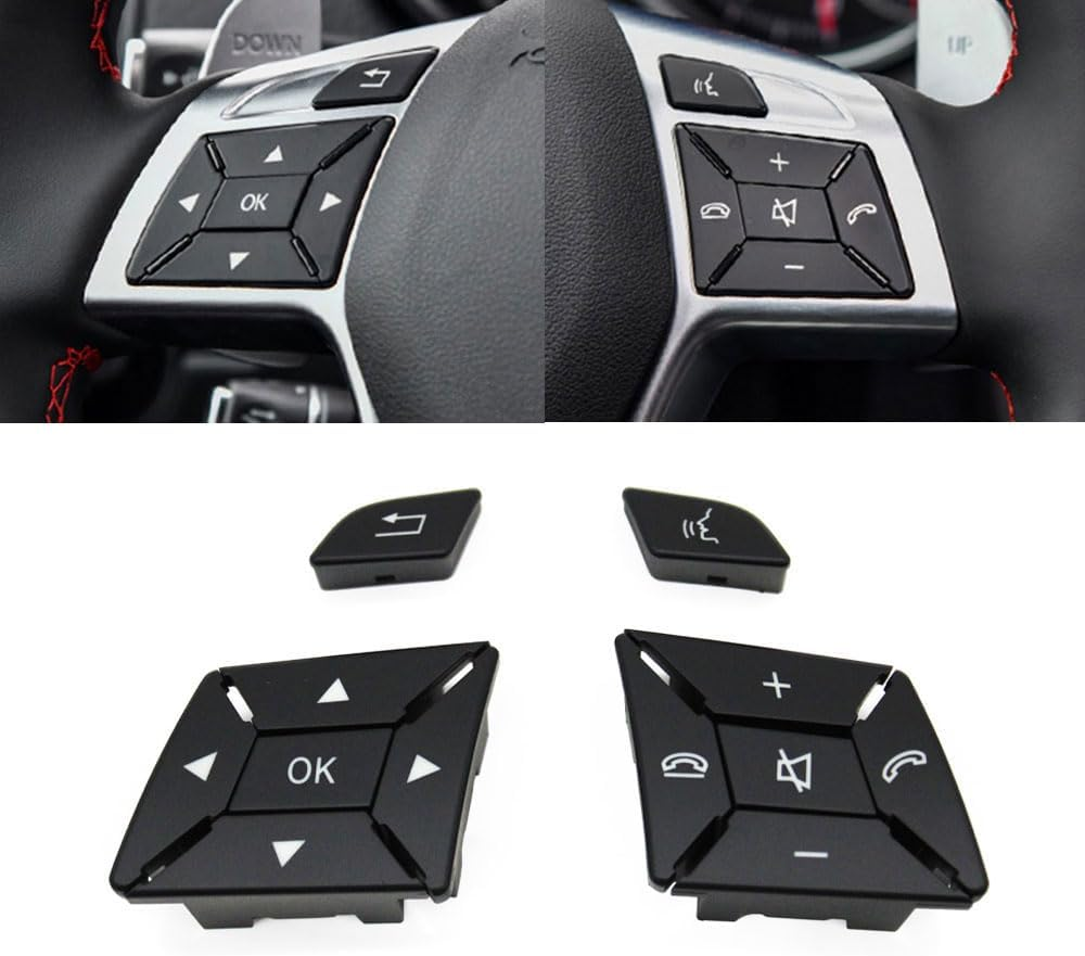 Goodithy Steering Wheel Buttons, Interior Black Steering Wheel Control Button Key Replacement for Mercedes Benz a B C E GLA GLK Class W204 X204 W212 W218 W156 W176 W117 W172 W246 (Model a Black) image number 3
