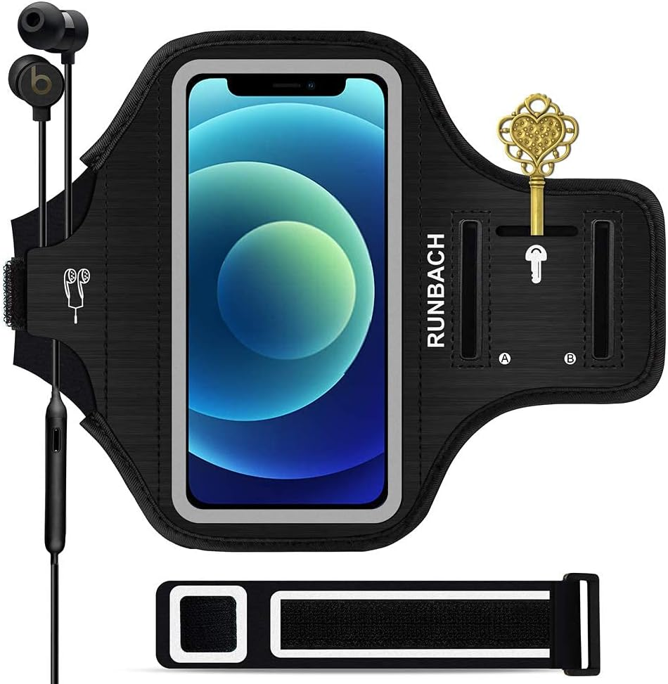 RUNBACH Armband for Iphone 13 Mini/Iphone 12 Mini/Iphone 11 Pro/Iphone X/Xs,Sweatproof Running Exercise Gym Bag with Card Slot for Iphone 11 Pro/12 Mini/13 Mini/X/Xs (Black) image number 4