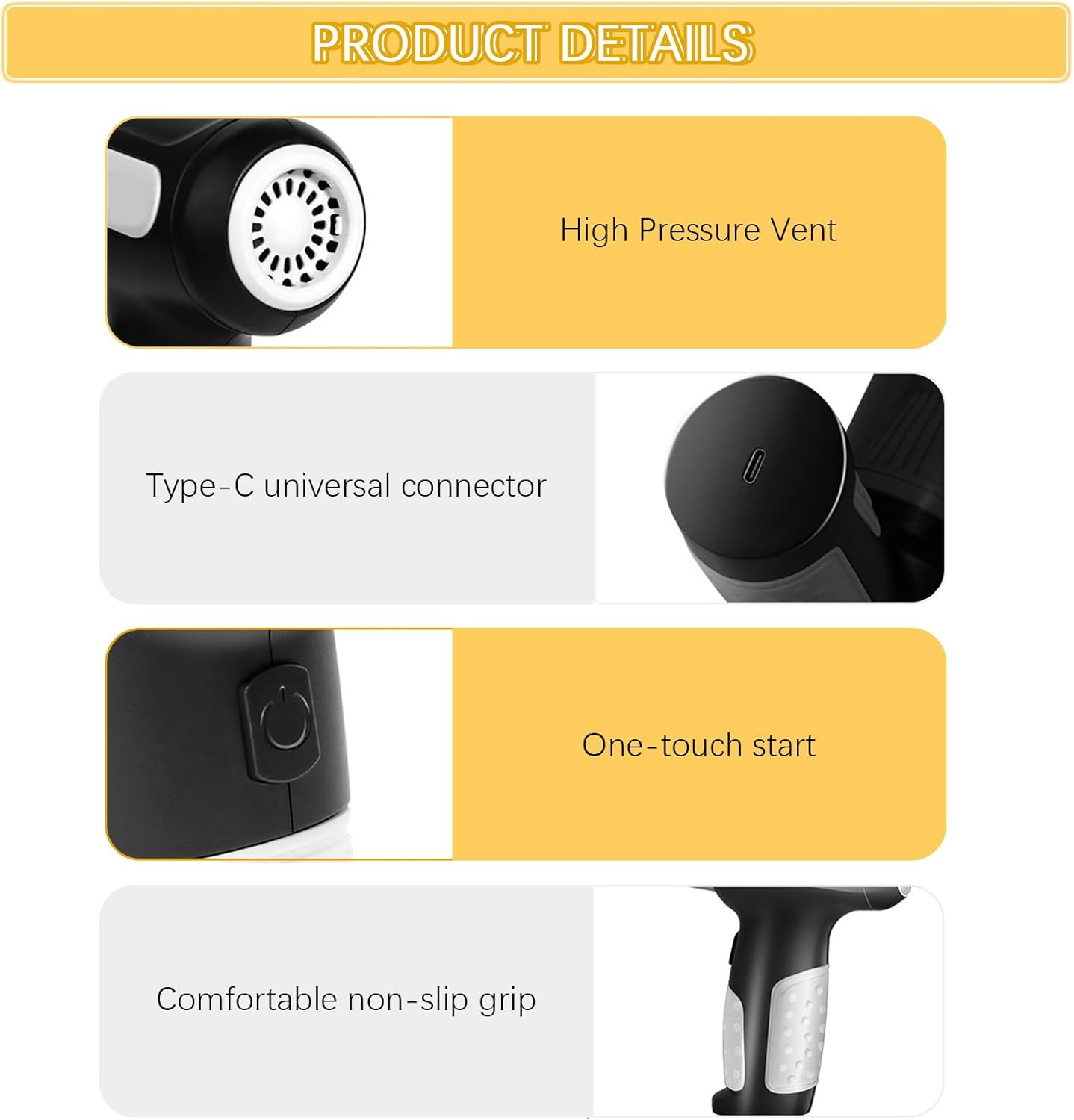 Car Vacuum Cleaner, Handheld Vacuum Cleaner, 22000Pa Strong Power Mini Vacuum Cleaner, Rechargeable and Portable Car Vacuum for Home,Keyboard,Pet (Black) image number 5