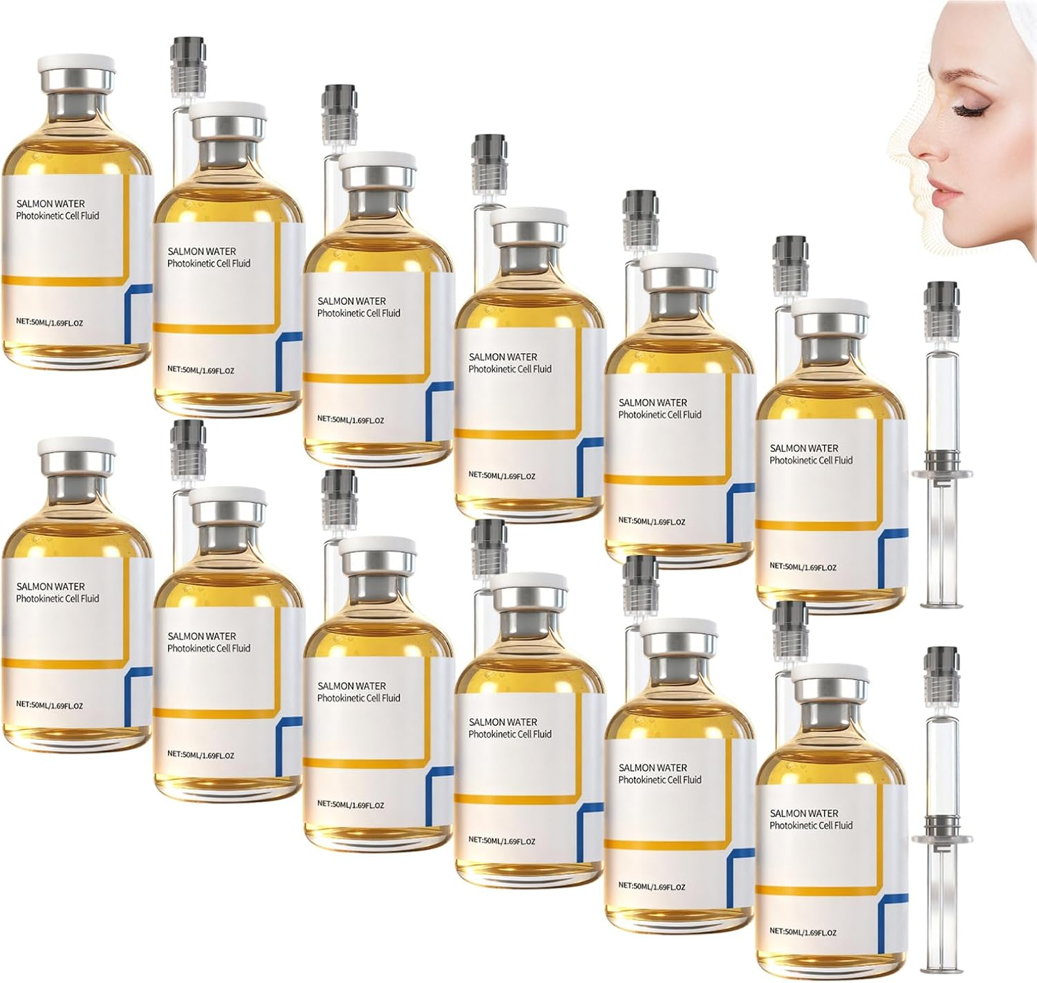 Salmon Anti-Wrinkle Serum, Salmon Water Photokinetic Cell Fluid, Vitamin C Serum for Face, Hydrates Moisturize & Soothes Skin for All Skin Types, Reduces Sagging, Support Skin Barrier (1Pcs)