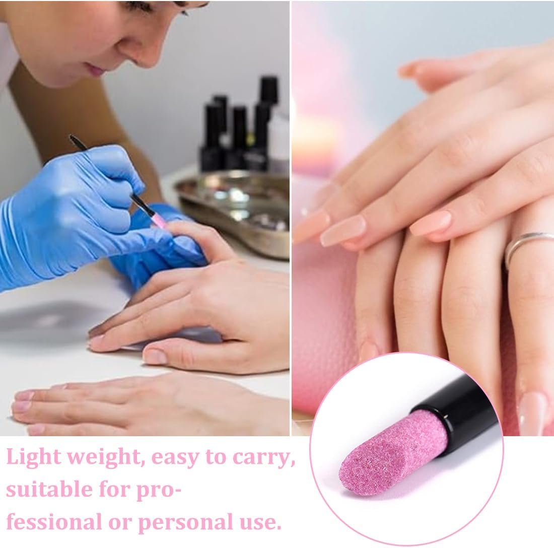 MOLZINY Pack of 10 Manicure Grinding Pens, Cuticle Remover, Double Headed Nail Files, Cuticle Pusher Pens, Quartz Pen, Stone Nail File Pen, Cuticle File Trimmer for Nail Bed Cleaning Care image number 4