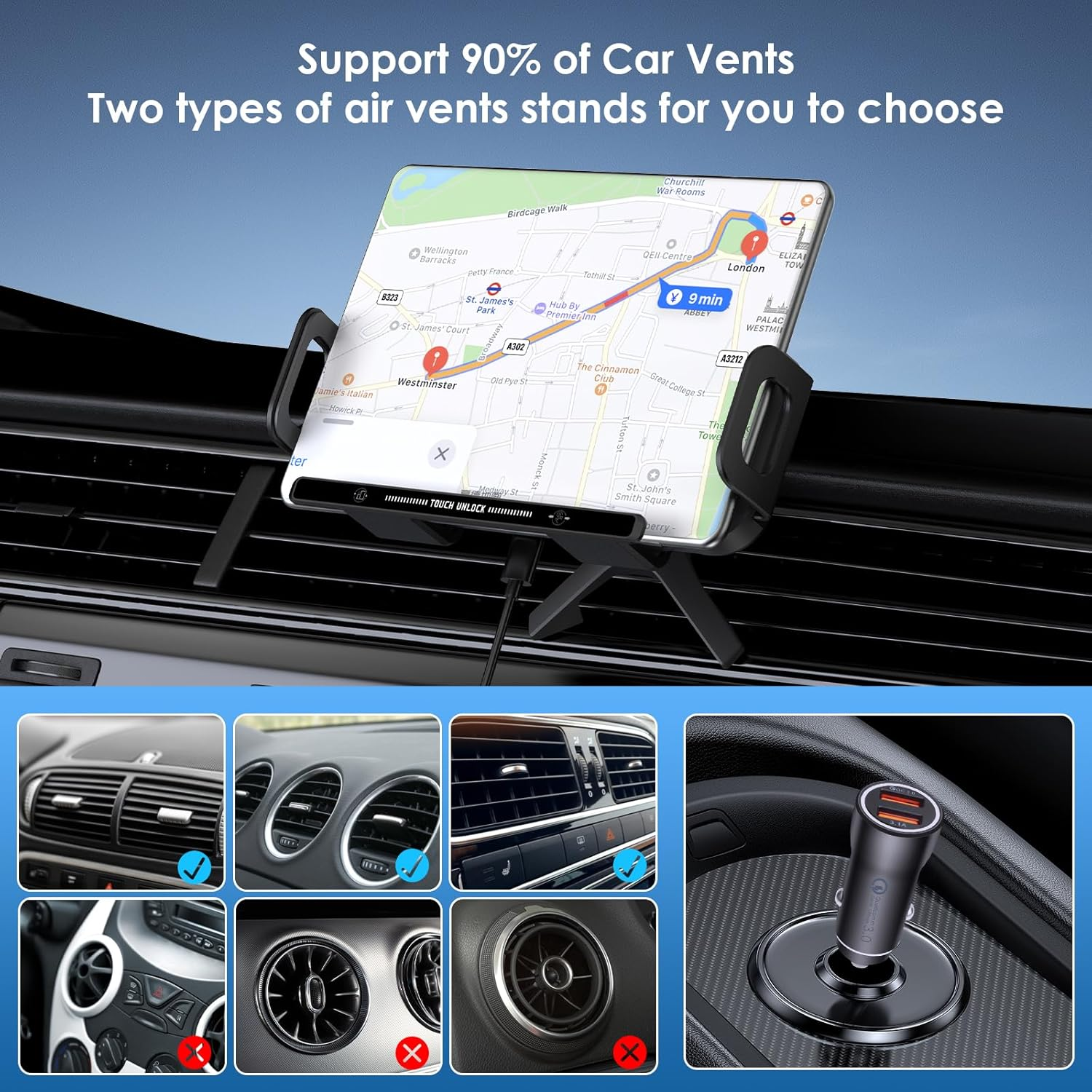 Wireless Car Charger Fast Charging: Qoosea 15W Qi Dual Coil Car Mount for Air Vent, Car Phone Holder Compatible with Samsung Galaxy Z Fold 7/6/5/4/3/Fold 2 Z Flip 7/6/5/4 Iphone 16 Pro Max Google image number 6