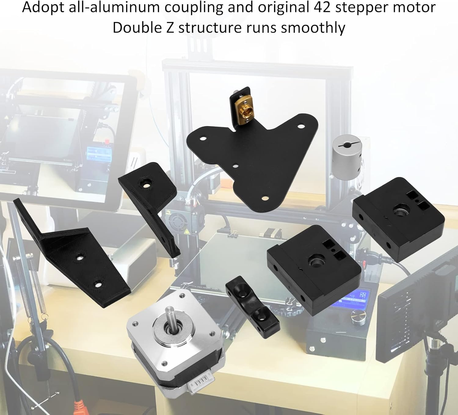 Dual Z Axes Kit, Dual Z Axes Kit 3D Printer Aluminum Screw Dual Z Stepper Motor Upgrade Kit for Ender 3 Ender 3 Pro Ender 3 V2