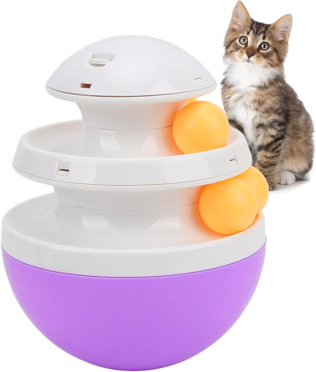 Cat Turntable Toys, Prevent Slip Track Adjustable Leakage Device Cat Leaky Food Ball, Interactive Kitten Fun Mental Physical Exercise Puzzle Toys for Cats Dogs (Purple) image number 1