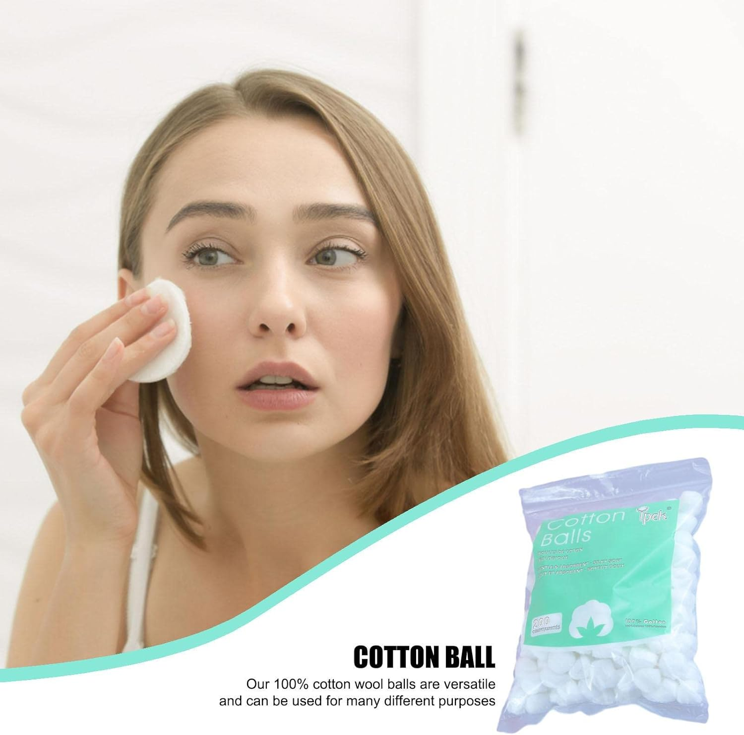Cotton Wool Balls - White Cotton Balls for Baby - Makeup Cleaning Tool Absorbent Lightweight for Household Needs Skin Prep Wound Cleansing Everyday image number 1
