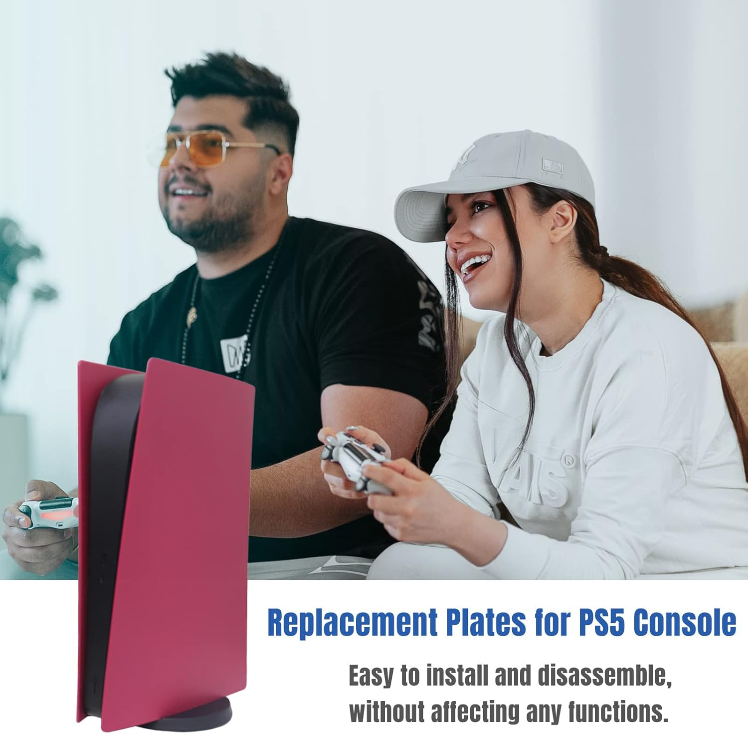 Digital Edition Face Plates Cover Skins Shell Panels for PS5 Console, Accessories for Playstation 5 Protective Shell Replacement Faceplate (Cosmic Red) image number 2