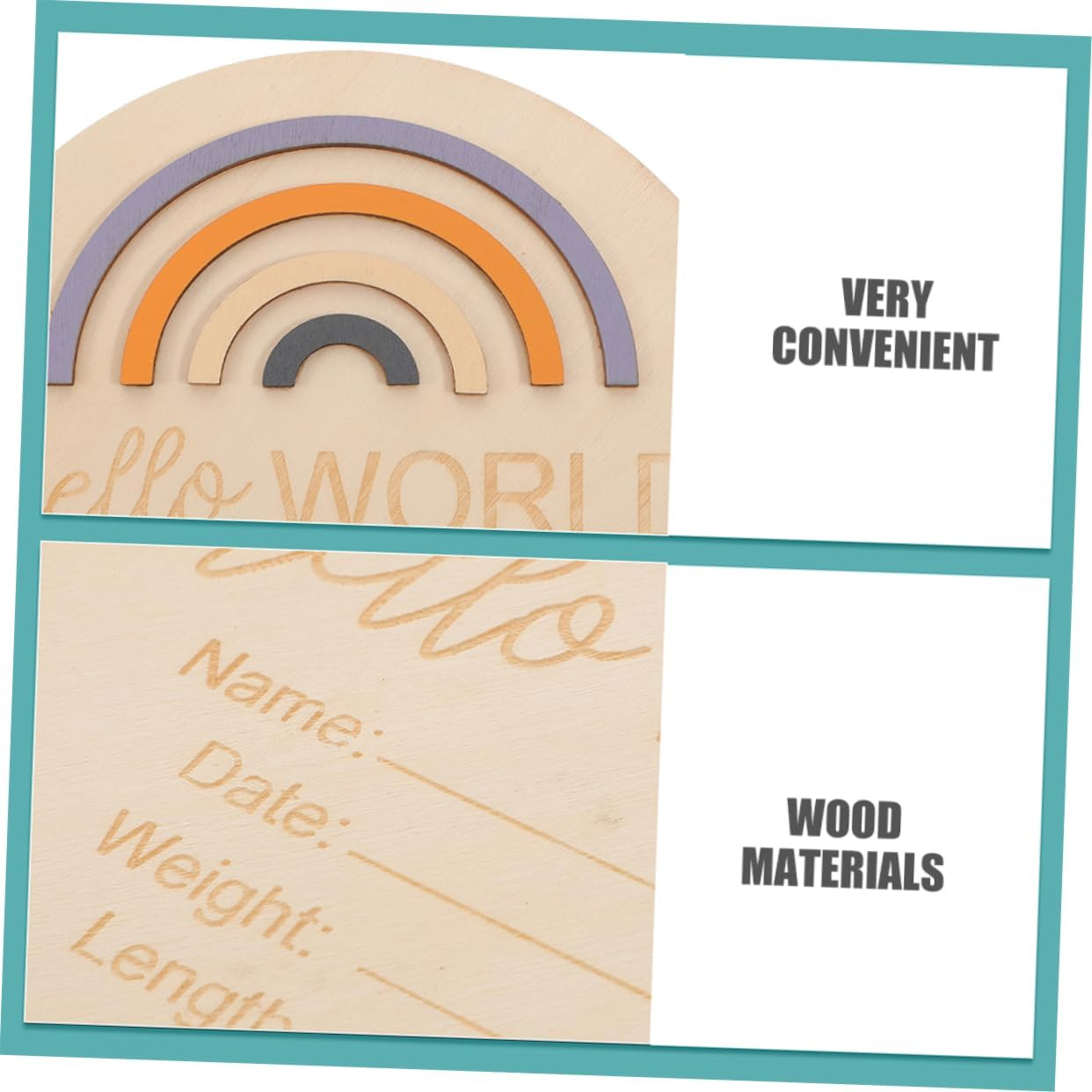 2Pcs Rainbow Pattern Monthly Milestone Cards for Newborn Photography Props Birth Announcement Signs Wooden Discs image number 4