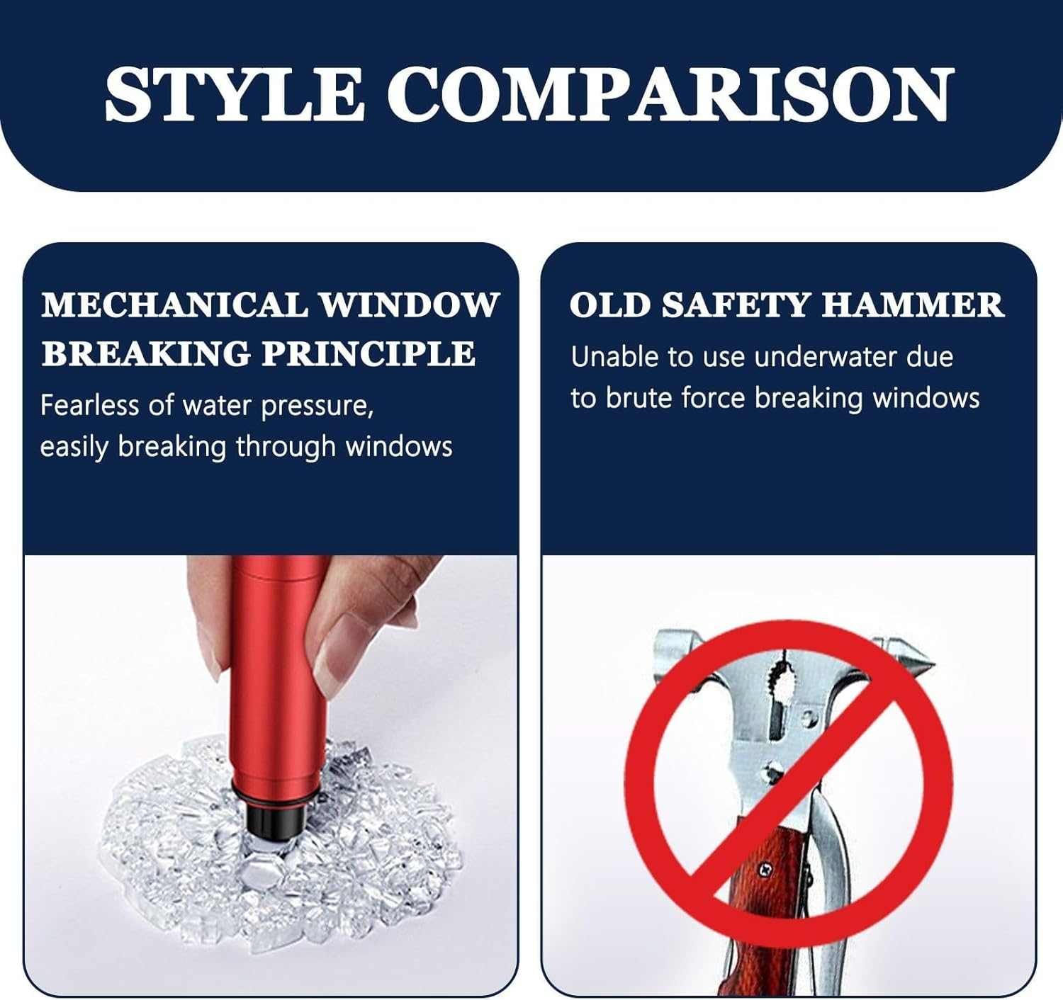 DALAETUS 2 Pcs Emergency Car Window Breaker with 2 Holders- 2-In-1 Window Breaker and Seat Belt Cutter for Car Safety, Car Safety Hammer, Red and Black image number 1