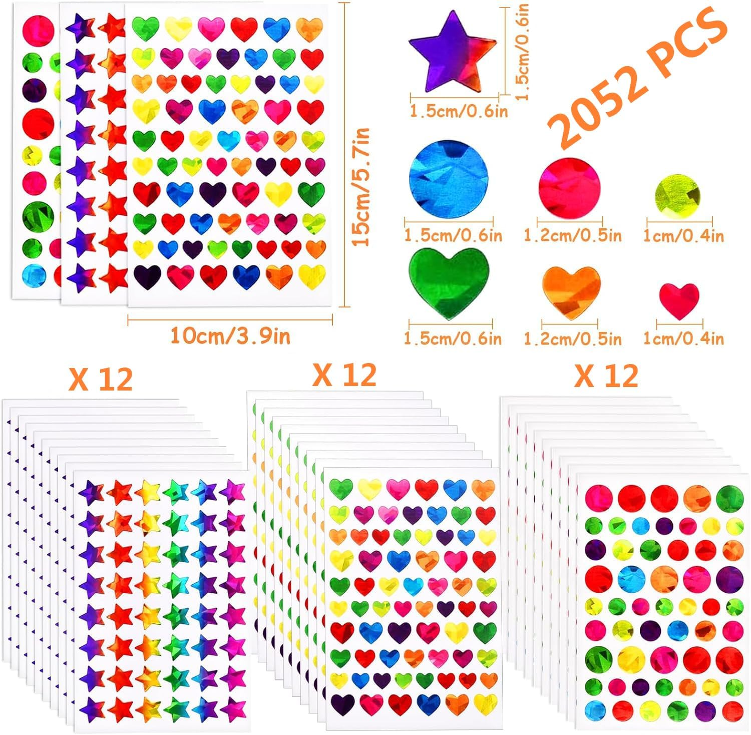 Fyvadio 2052 PCS Star Stickers for Reward, Small Sparkly Holographic Sticker for School Classroom Student Teacher Supplies Behavior Reward Chart and DIY Decoration