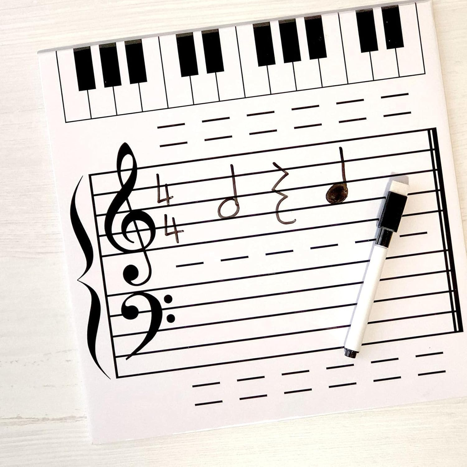 Music Staff Whiteboard, Magnetic Dry Music Staff White Boards with Music Notes Stickers and Music Staff Lines, Best Music Lovers, 9.84 X 9.84 Inches image number 4