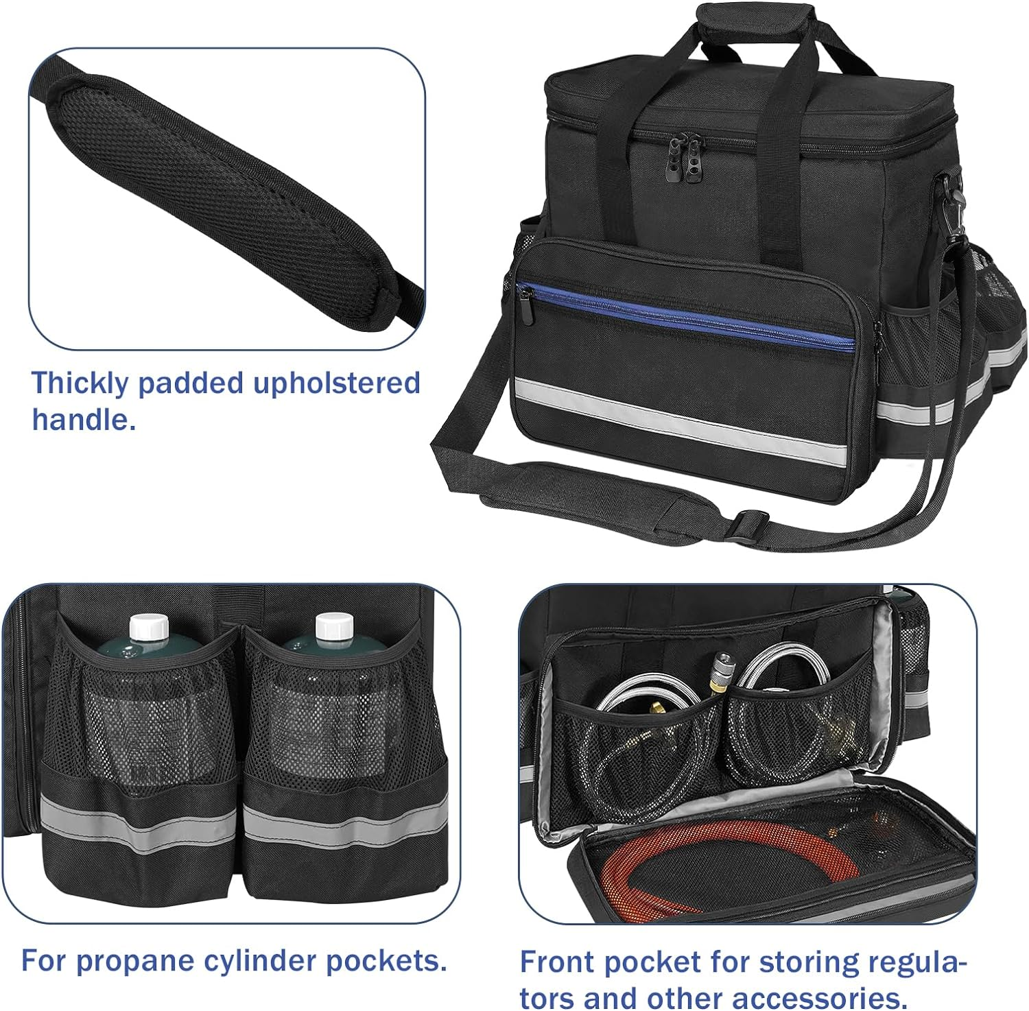 ORKELS Propane Heater Carry Bag Compatible with Mr. Heater MH18B & Big Buddy, Portable Carrying Case with Multiple Pockets and Anti-Slip Bottom for Camping, RV Travel, Ice Fishing, Bag Only image number 4