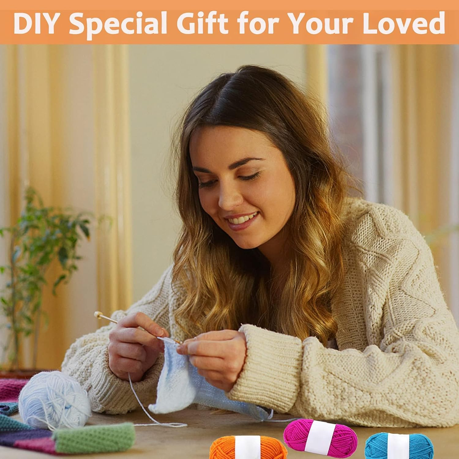 12Pcs Acrylic Yarn Skeins 10G Soft Knitting Project Colorful Yarn for Adults and Kids Beginners Small Projects Handicrafts image number 6