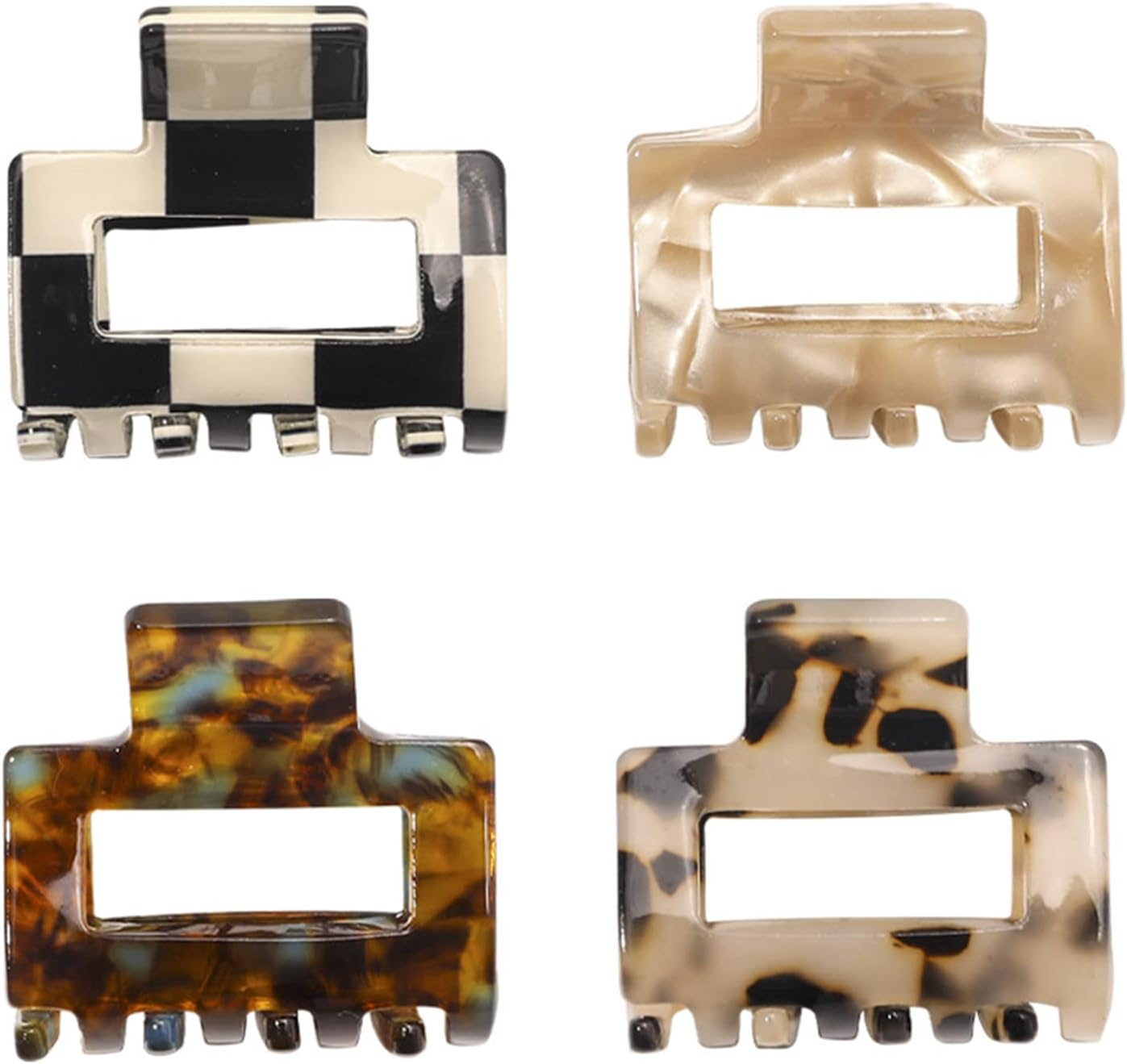 4 Pieces Acetate Hair Claw Clips Non-Slip Clips Small Claw Hair Clips for Women and Girls Tiny Hair Claws for Thin Medium Thick Hair