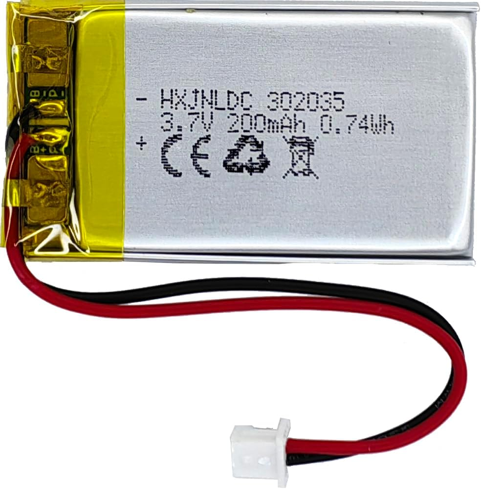 DC 3.7V 200Mah 302035 Rechargeable Lithium Polymer Battery, Suitable for DIY 3.7-5V Electronic Products with Built-In 2-Wire Battery Replacement and LED Lights image number 1
