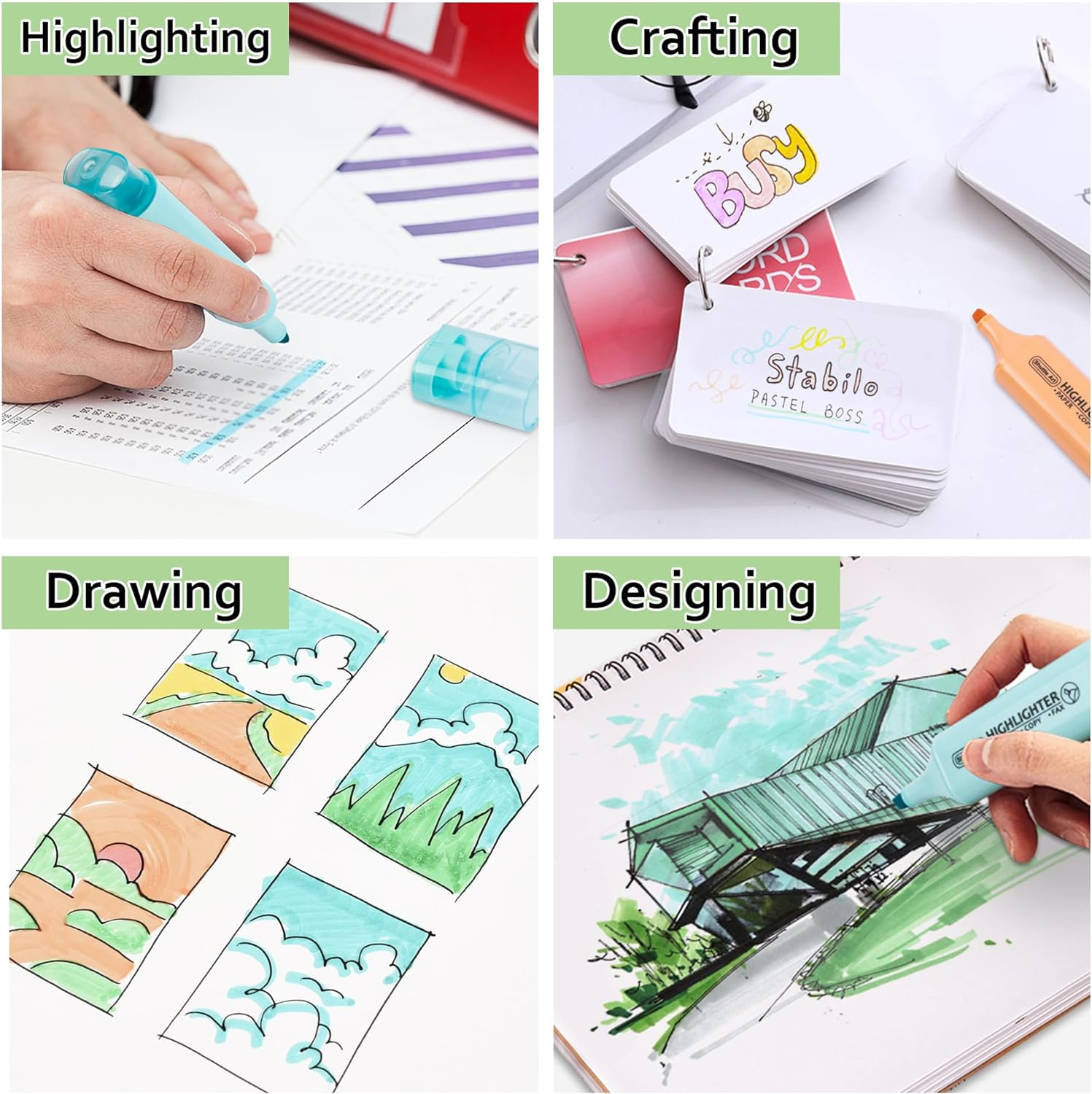 Pastel Highlighters, Shuttle Art 8 Assorted Macaron Colours Highlighter Pens, Chisel Tip Dry-Quickly Non-Toxic Highlighter Markers for Adults Kids Highlighting in the Home School Office - 8 Colours image number 4