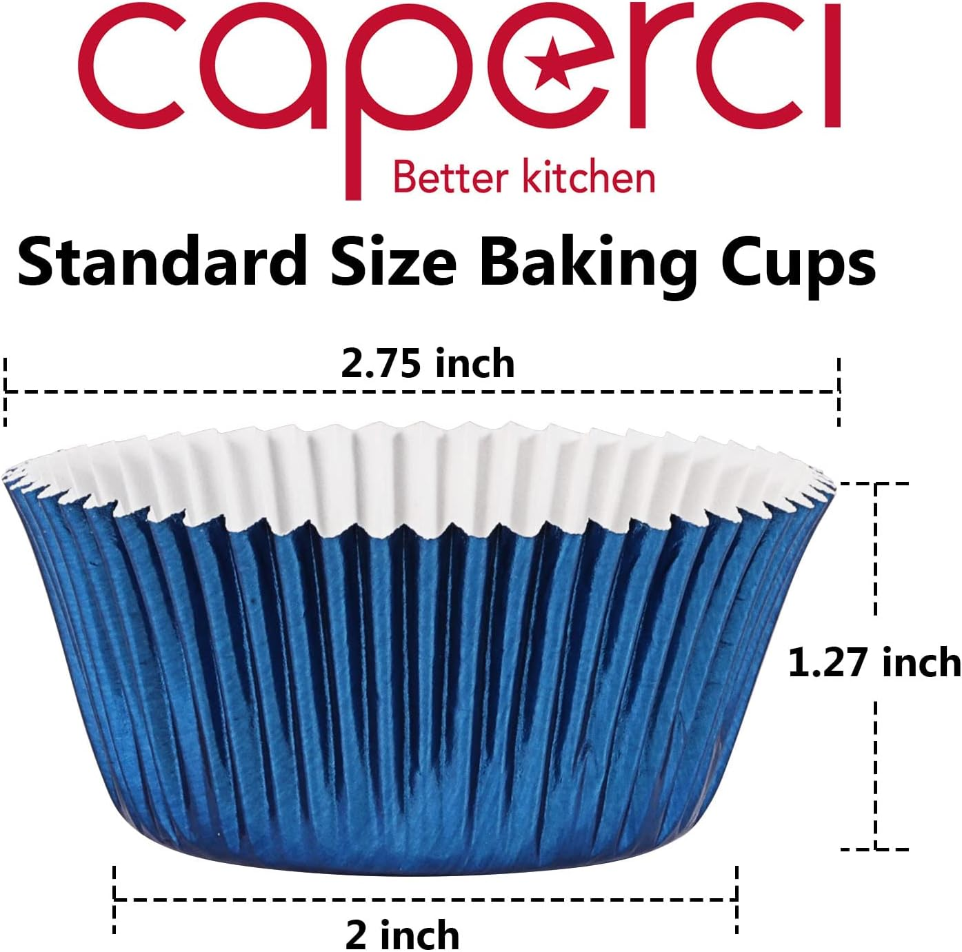 Caperci Navy Blue Foil Cupcake Liners Muffin Paper Standard Size Baking Cups, 150-Pack image number 4