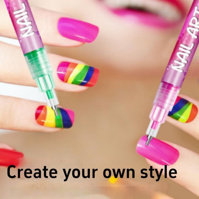 Symphonyof 12 Colors Nail Art Pens Set, 2025 New DIY Nail Art Markers for Gel Nails, Nail Polish Pens Quick Dry Nail Art Tools (2Pcs) - 1Pcs image number 4