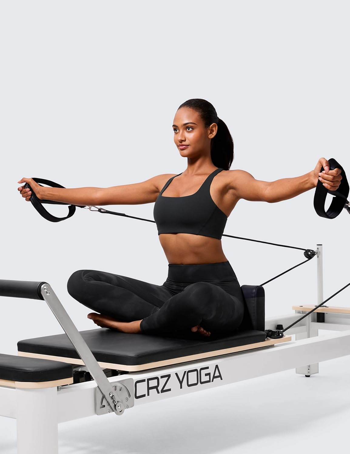 CRZ YOGA Butterlift Double Lined Square Neck Sports Bras for Women - Wireless V-Shaped Racerback Workout Yoga Bra Non Padded