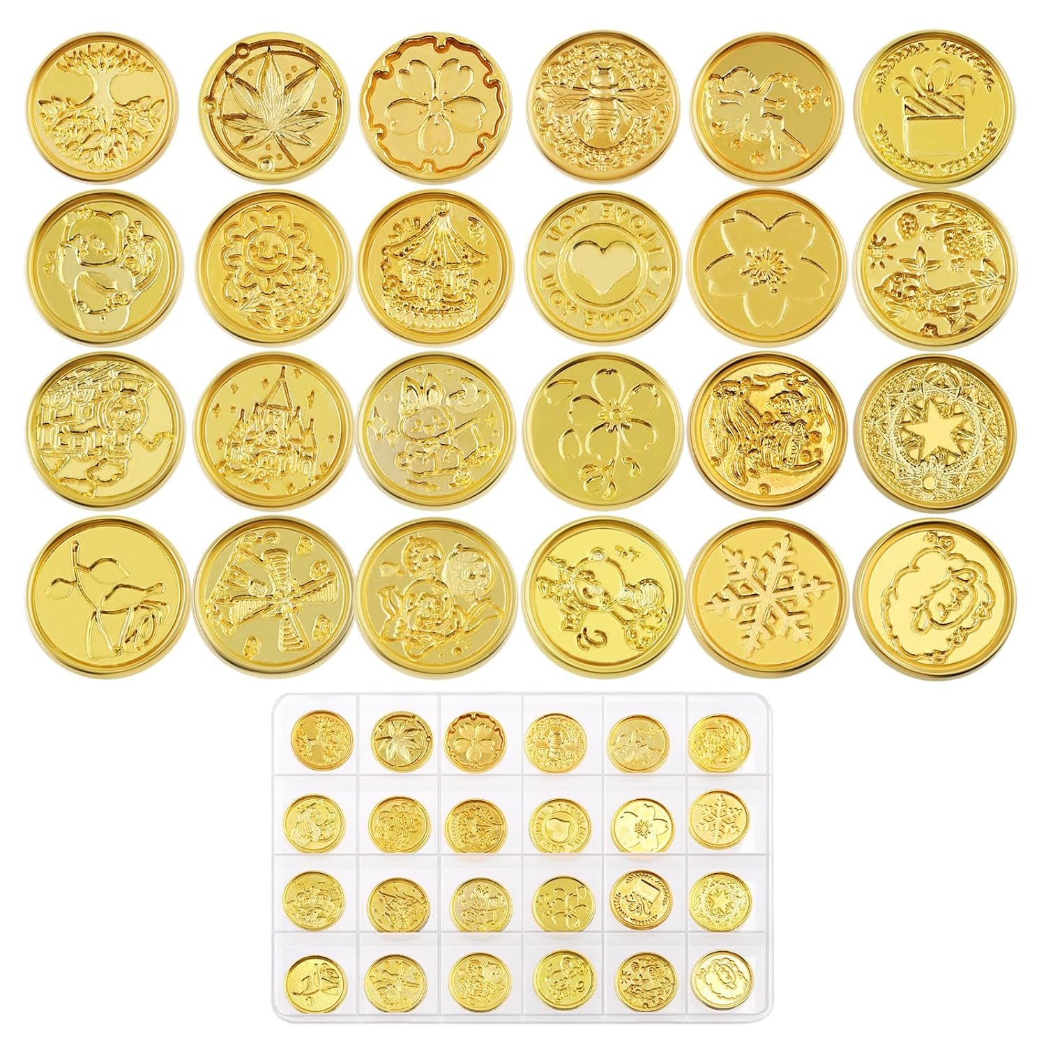 Glarks 24Pcs Wax Sealing Stamp Set, Assorted Removable Sealing Wax Stamp Heads for Wedding Invitations, Cards Envelopes, Snail Mails, Wine Packages, Wrapping image number 2