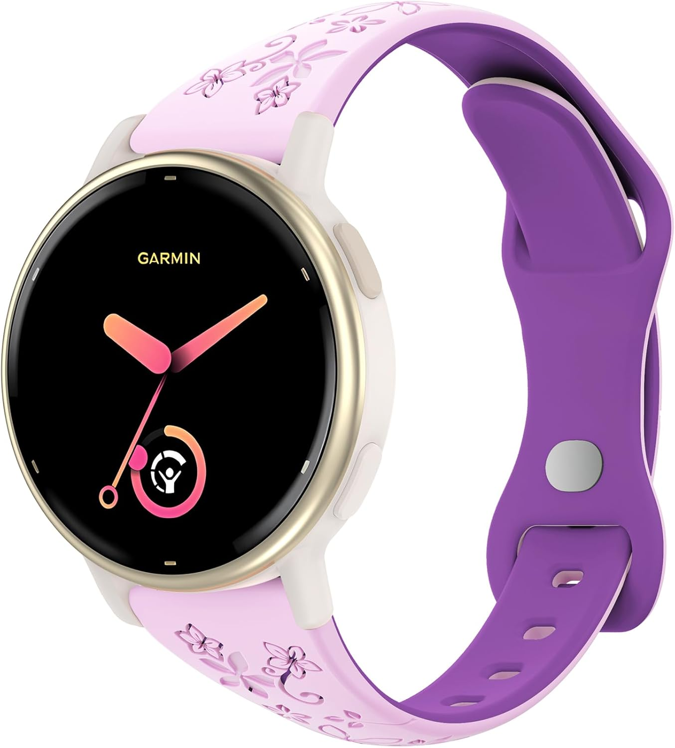 20Mm Floral Engraved Band Compatible with Garmin Vivoactive 5 Watch Band/Vivoactive 6/3/3 Music/Venu Sq 2/Venu/Venu Sq, Soft Slim Silicone Cute Embossed Strap for Forerunner 55/165/245/645 image number 3