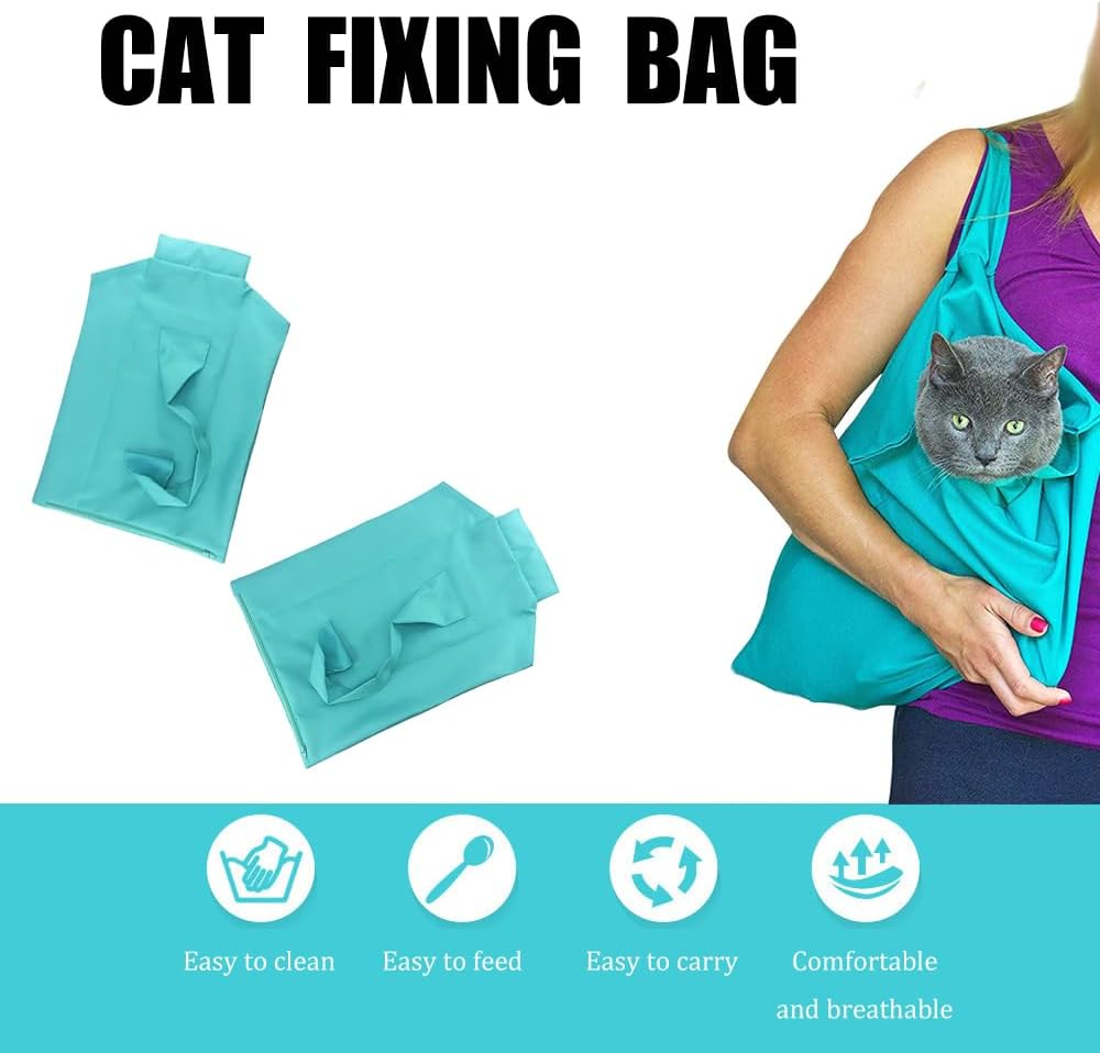 Cat Carrying Bag, Cat Carrying Bag for Adult Cats, Small Dogs, Scratch Resistant Pet Grooming Bag, Paw Care, Nail Trimming, Soft Bag and Tote Design, Washable and Foldable (Blue)