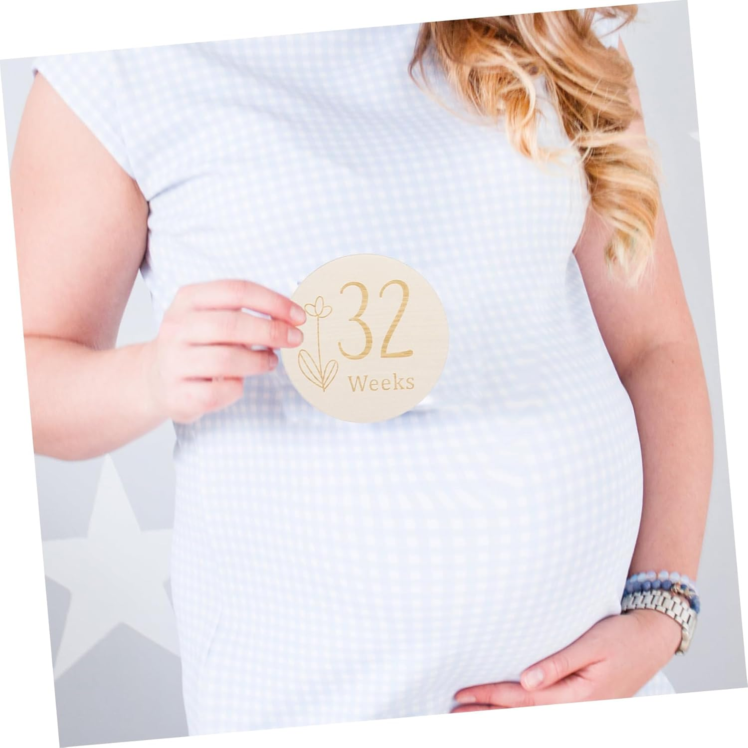 11Pcs Double Sided Wooden Pregnancy Journey Weekly Milestone Discs for Expecting Mothers Baby Weekly Milestone Signs Photo Props Newborn Tracking Set