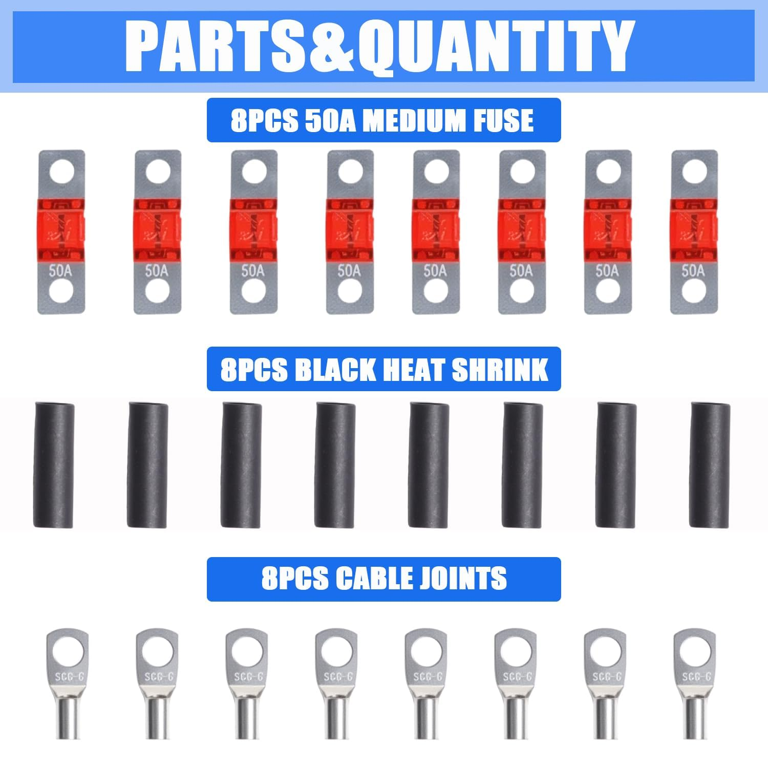 MIDI Fuse Dual Battery Kit 50 Amp Fuses ANS Holders High Current Protection Universal Car Truck Marine Electrical System image number 1