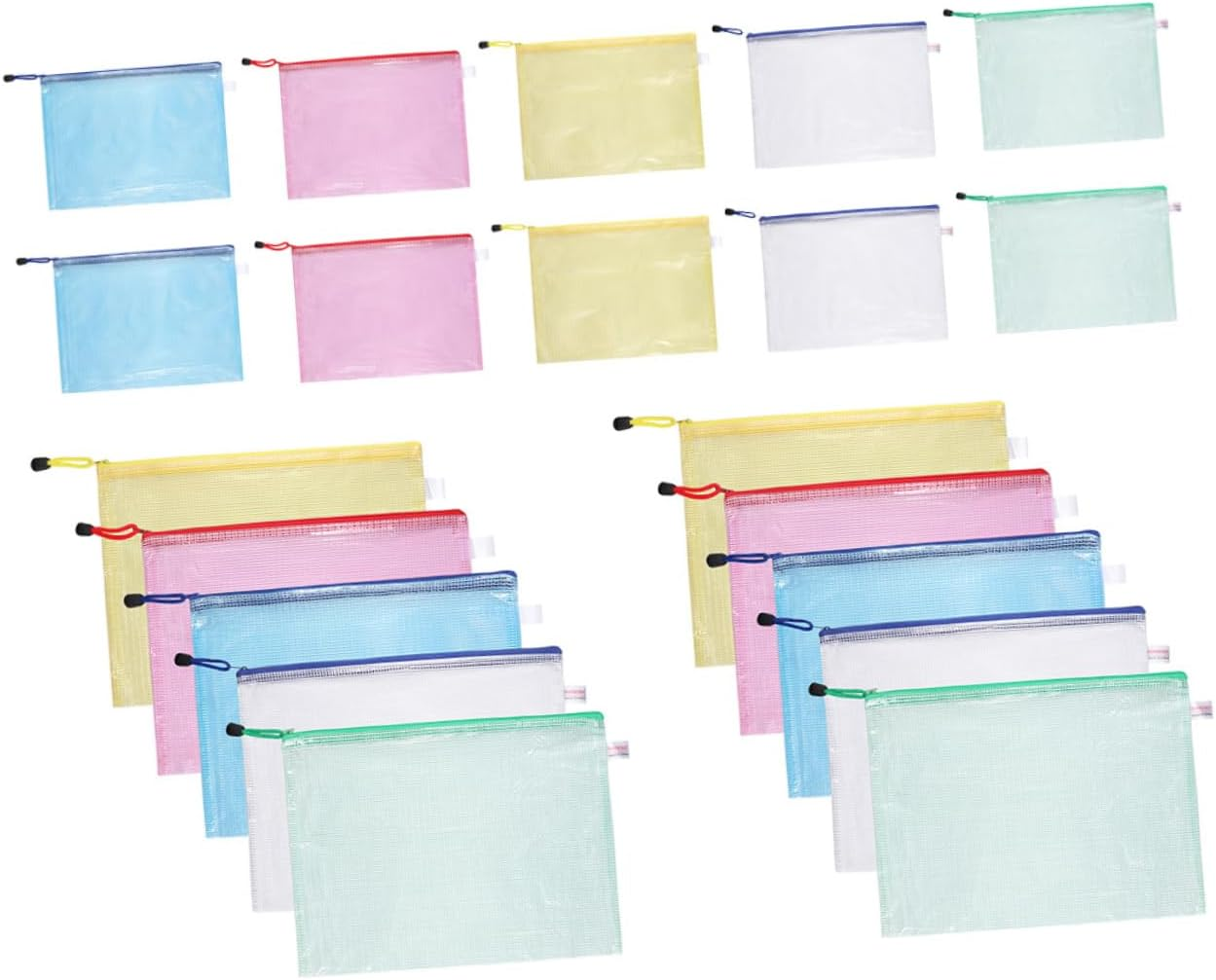 GETAJGHSD 24Pcs Mesh Zipper File Bag Document Organizer Pouches for Classroom Office Storage and Travel Includes Practical Zippered Storage image number 1