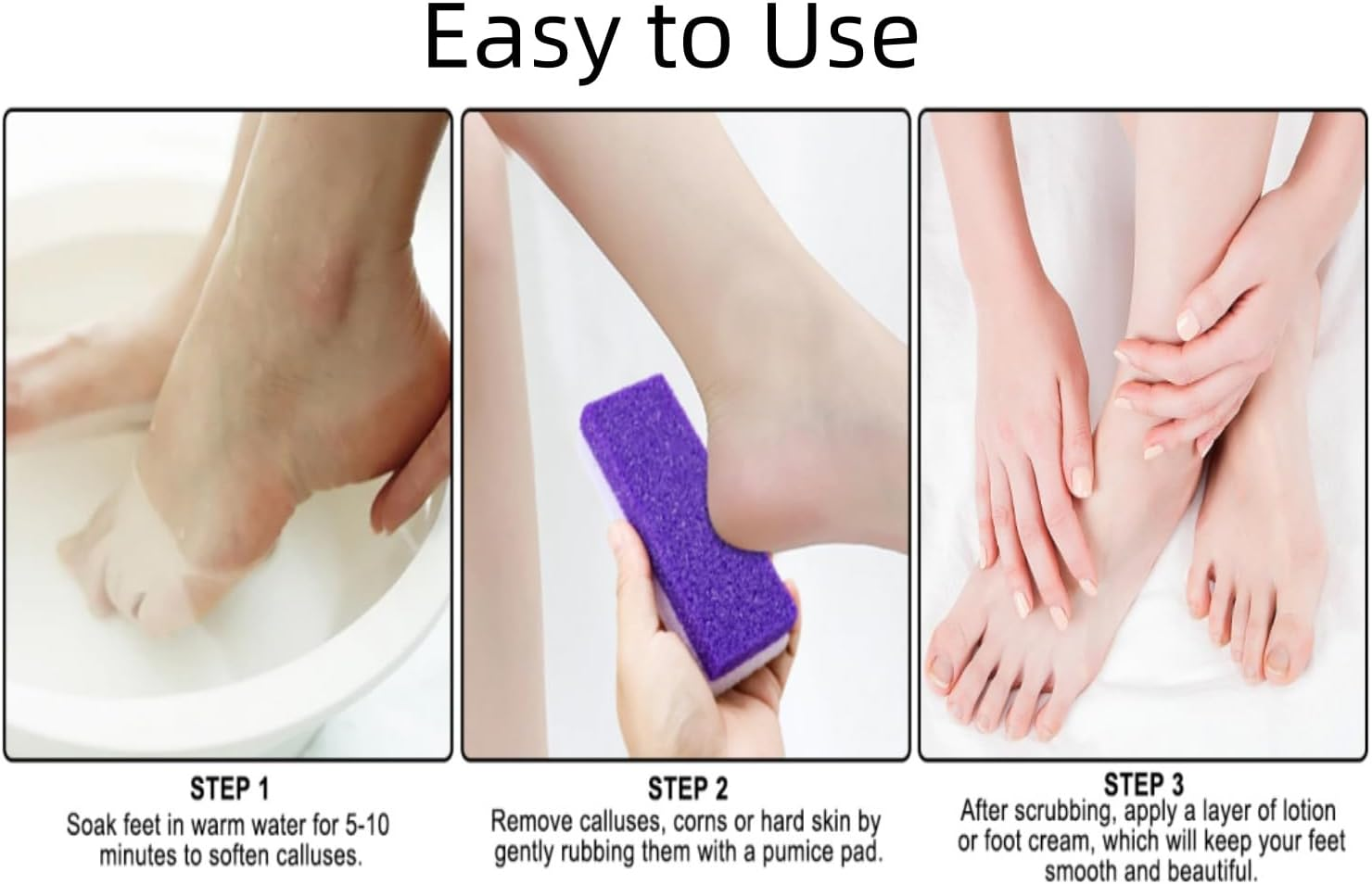 Ljxyloog 2Pcs Foot Care Exfoliator Pedicure Tool Foot Pumice Stone Block Remover Scrubber Dead Hard Skin Remover Cleaner Remover for Feet(Purple) image number 4