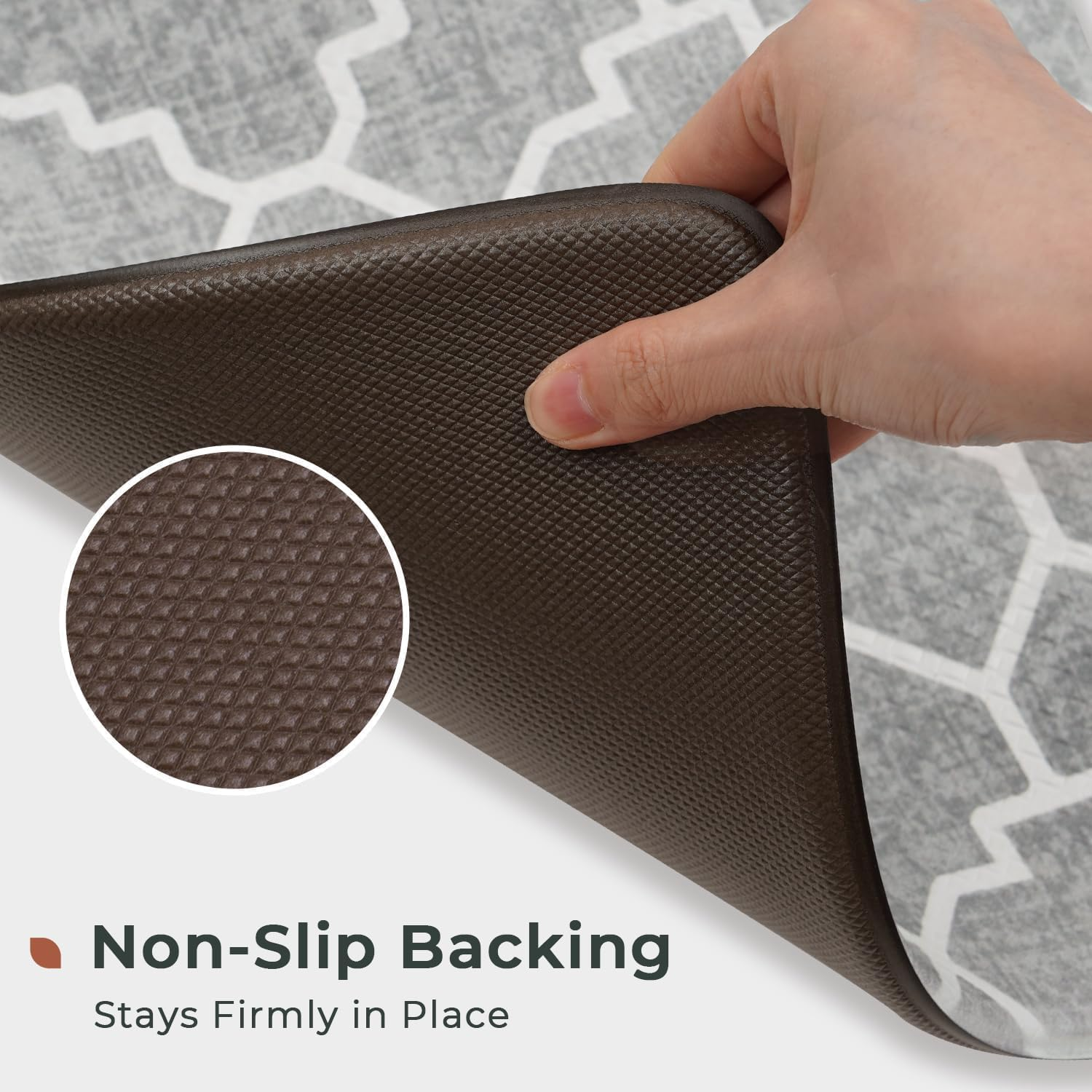 Anti Fatigue Kitchen Mat Set of 2 Non Slip Kitchen Mats for Floor Cushioned Kitchen Rugs Comfort Standing Mat Farmhouse Waterproof PVC Foam Kitchen Floor Mat Runner (Style U) image number 1