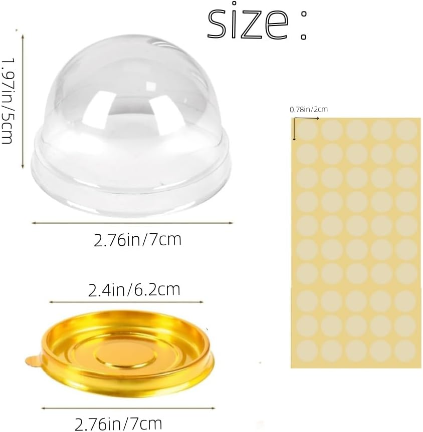 DACUAN Mini Cupcake Box with Clear Plastic Cupcakes, 100 Sets round Pod Dome Boxes, Containers Muffin Mooncake Holder Individual Dessert Containers with Dome Lid Disposable Cookie Single Box image number 2