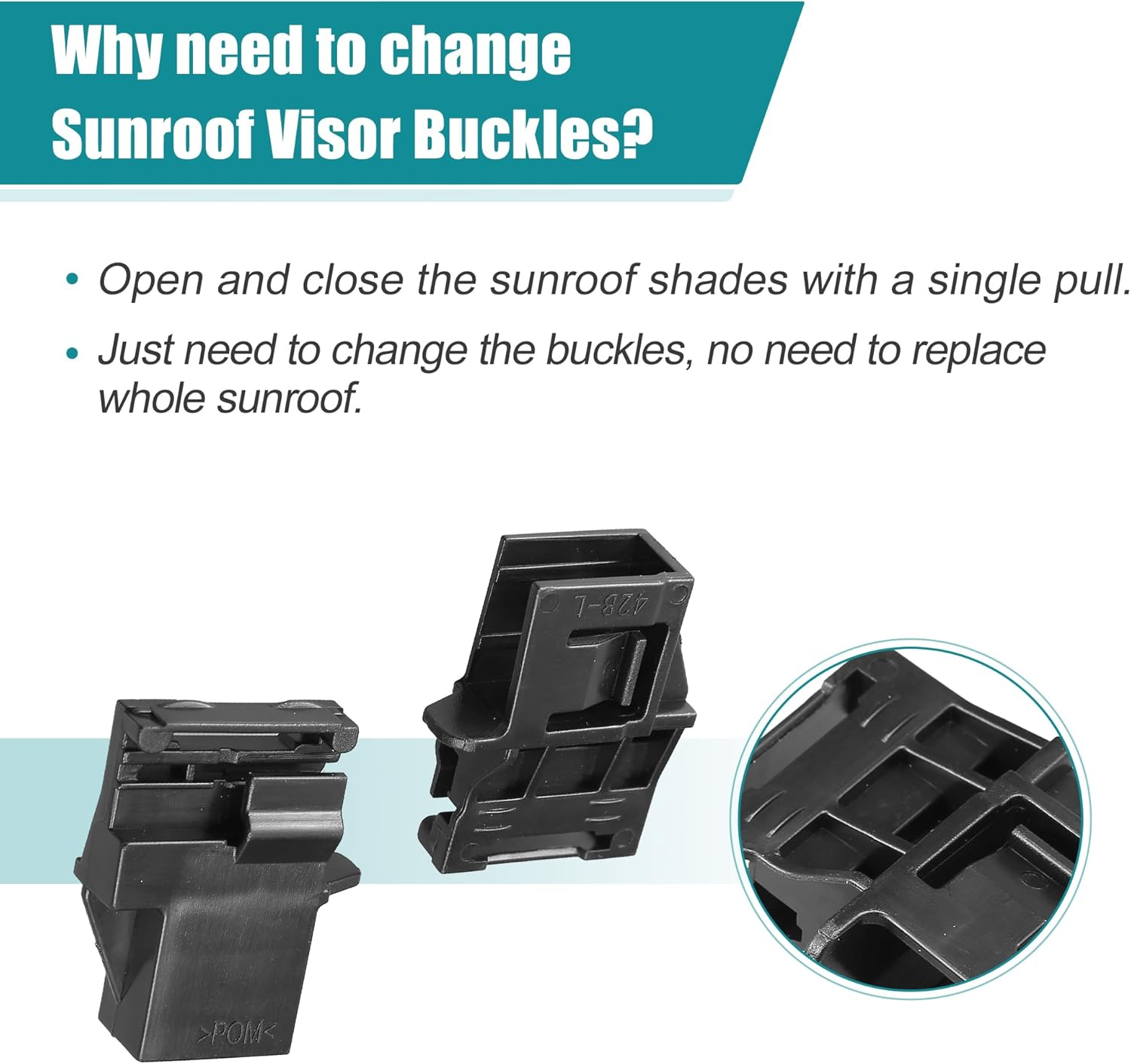 X AUTOHAUX 1 Pair Sunroof Sun Visor Fixed Buckle Sun Shade Clips for Honda CR-V CRV 2017-2021 Panoramic Sunroof Sun Visor Repair Slide Buckles Left Right Side LH RH POM Plastic Black image number 3