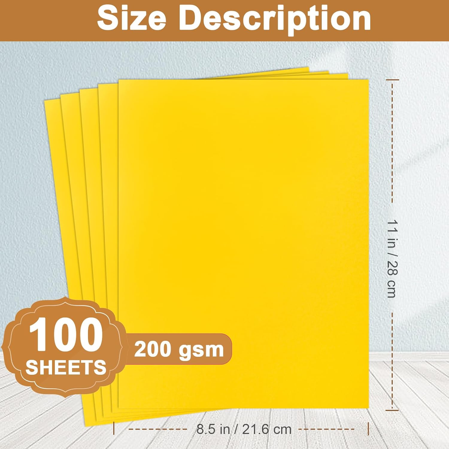 100 Sheets Yellow Cardstock 8.5 X 11 Scrapbooking Paper, 200Gsm/75Lb Heavyweight Printer Paper Card Stock for DIY Card Making, School, Wedding Invitations, Party Decoration, Certificates image number 4
