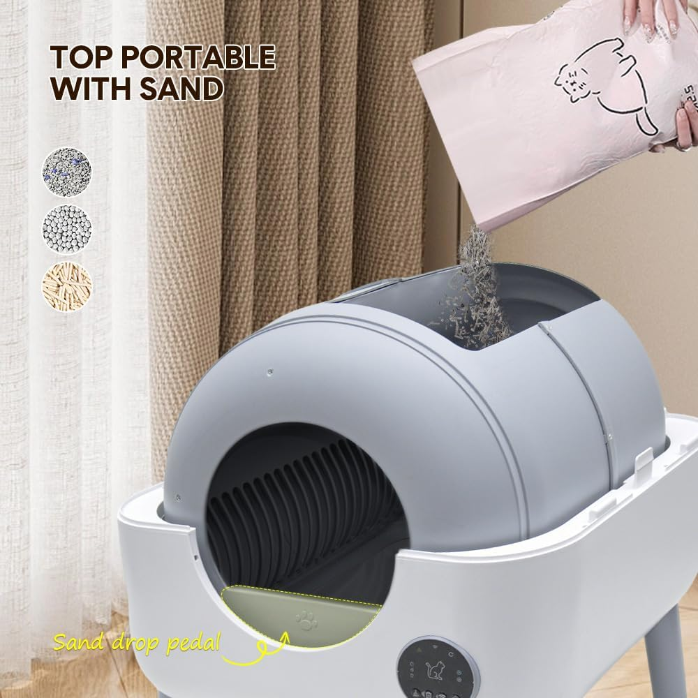Automatic Cat Litter Box 76L Large Self-Cleaning Electric Pet Litter Tray Smart APP Controlled Safety Protection and 6 Color Lighting with Garbage Bag